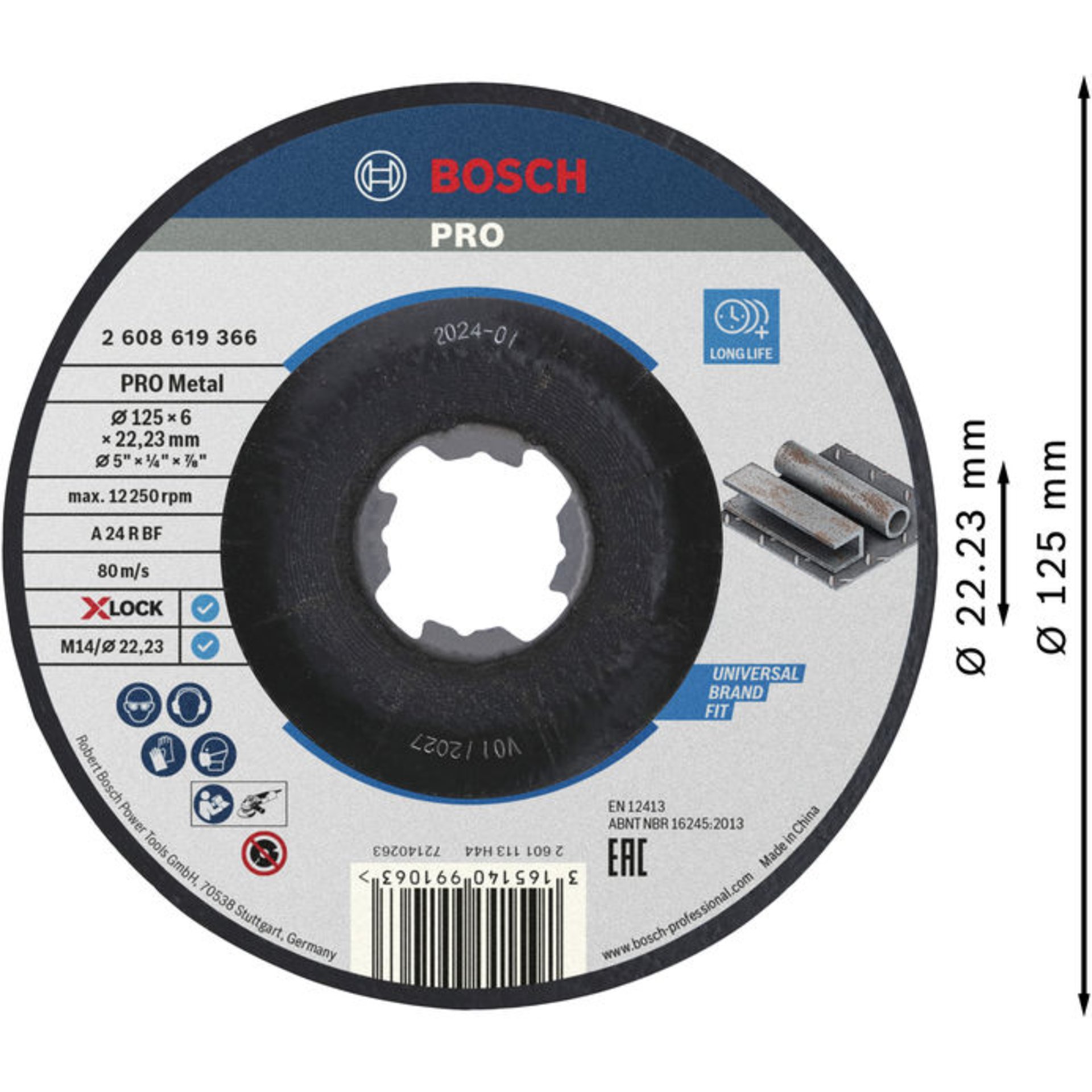 PRO Metal X-Lock Schleifscheibe, 125 x 6 x 22.23 mm