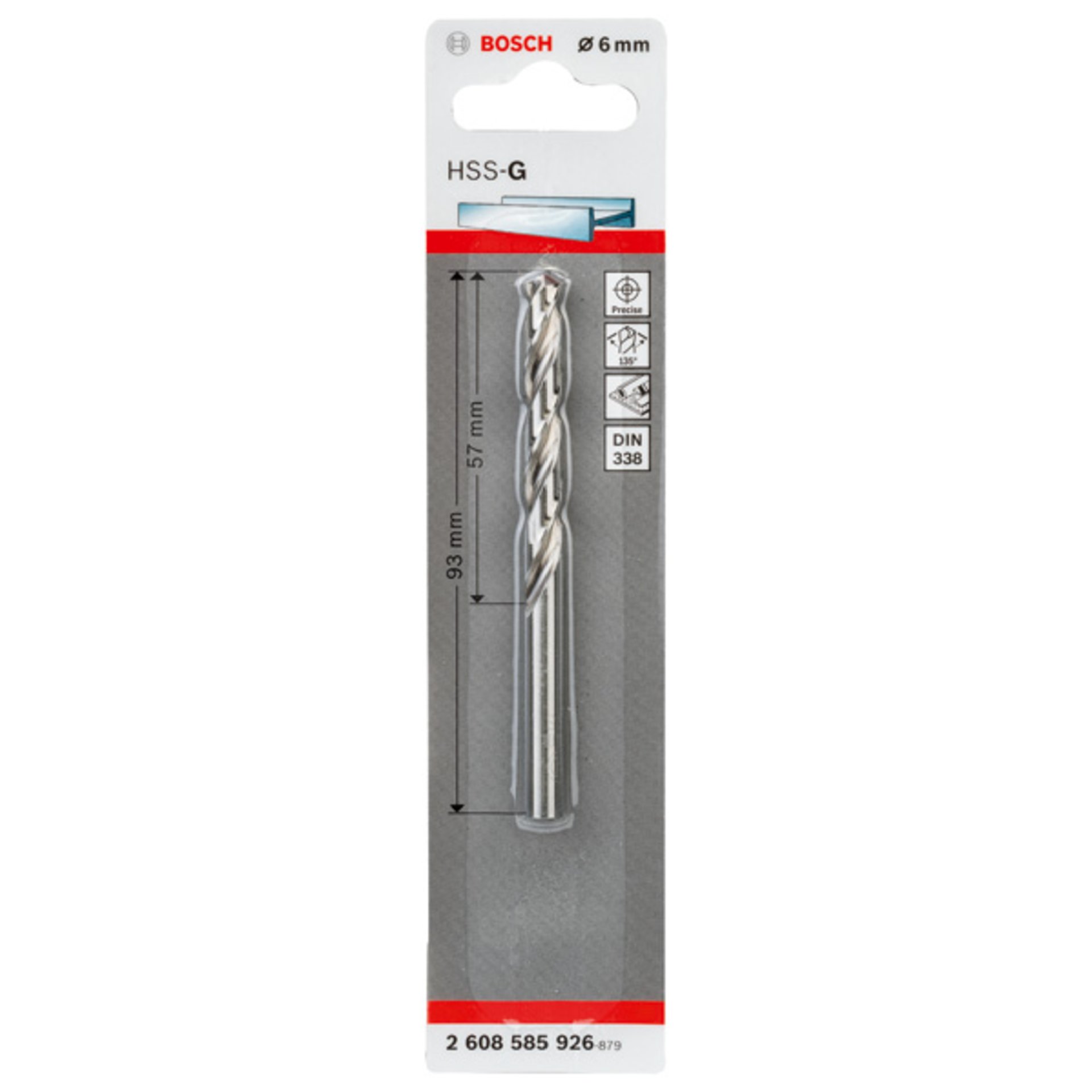Metallbohrer HSS-G, DIN 338, 6 x 57 x 93 mm, 1er-Pack