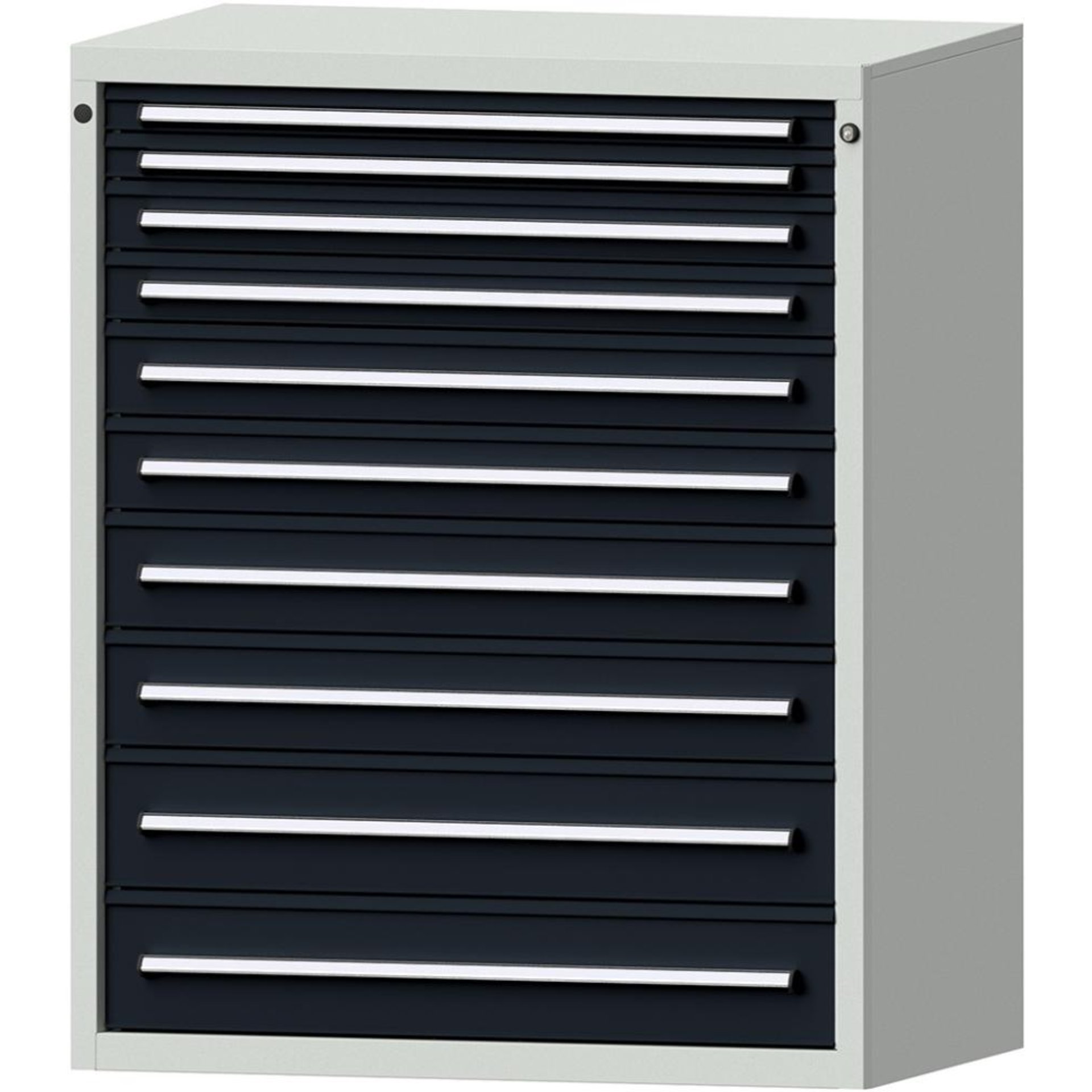 Format Schubladenschrank B1060xT675xH1300mm RAL7035/7016 10 Schubladen 75kg