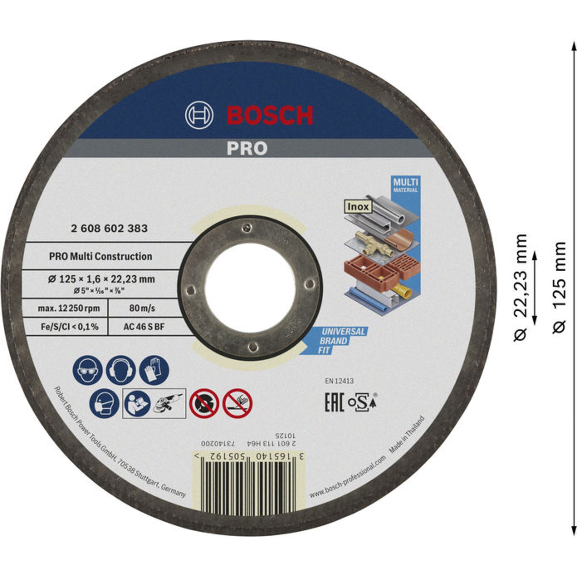 PRO Multi Material Trennscheibe, 125 x 1,6 x 22,23 mm