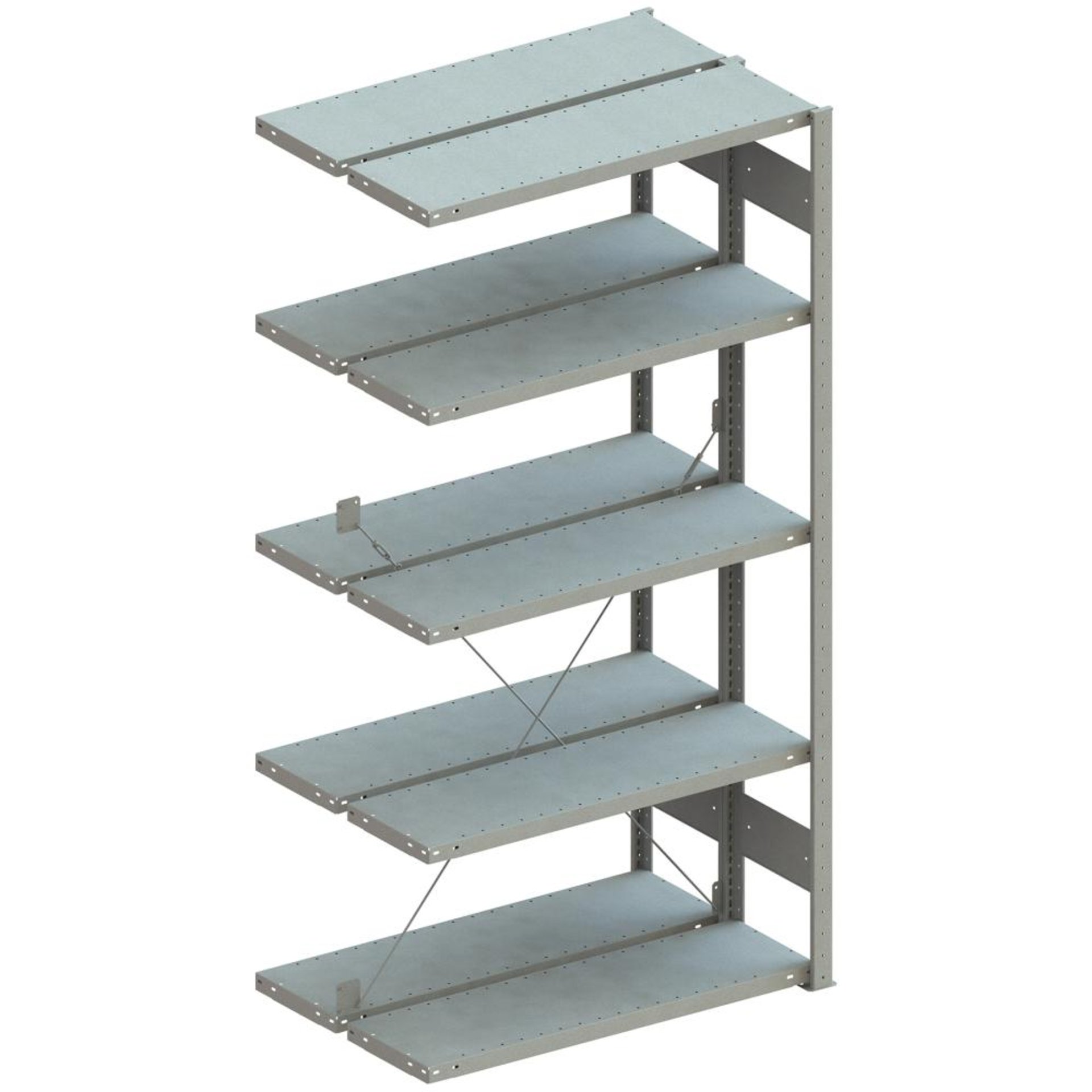 Doppel-Steckregal CLIP B1000xT2x300xH2000 mm Anbaufeld 2x5 Böden RAL7035 Fachlast 150kg