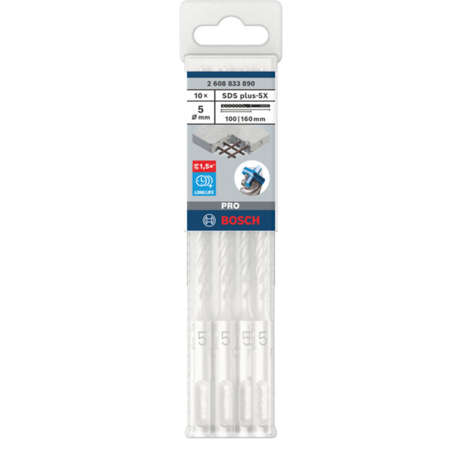 PRO SDS plus-5X Hammerbohrer, 5 x 100 x 160 mm, 10-tlg.