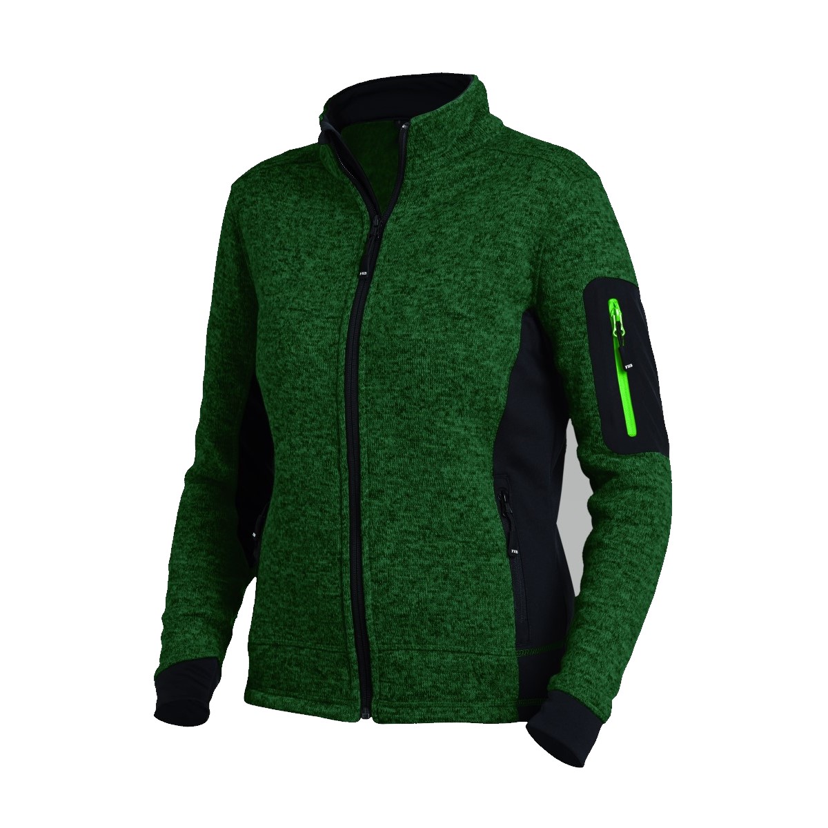 FHB MARIEKE Strick-Fleece-Jacke Damen grün-schwarz Gr. 2XL