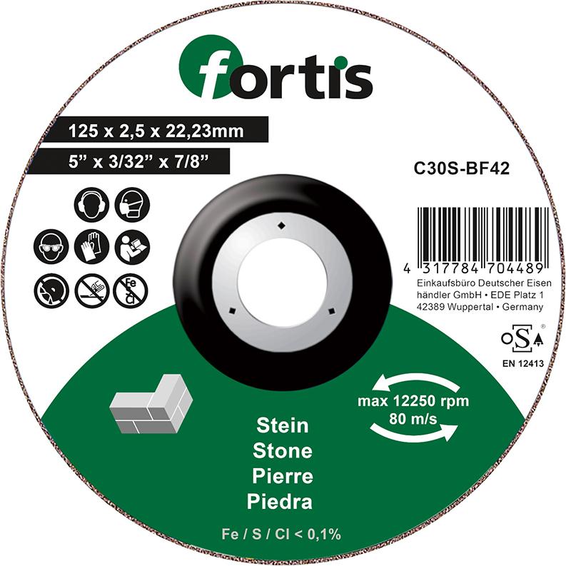 Fortis Trennscheibe  Stein125 x 2,5mm gekr. Fortis Trennscheibe  Stein125 x 2,5mm gekr.