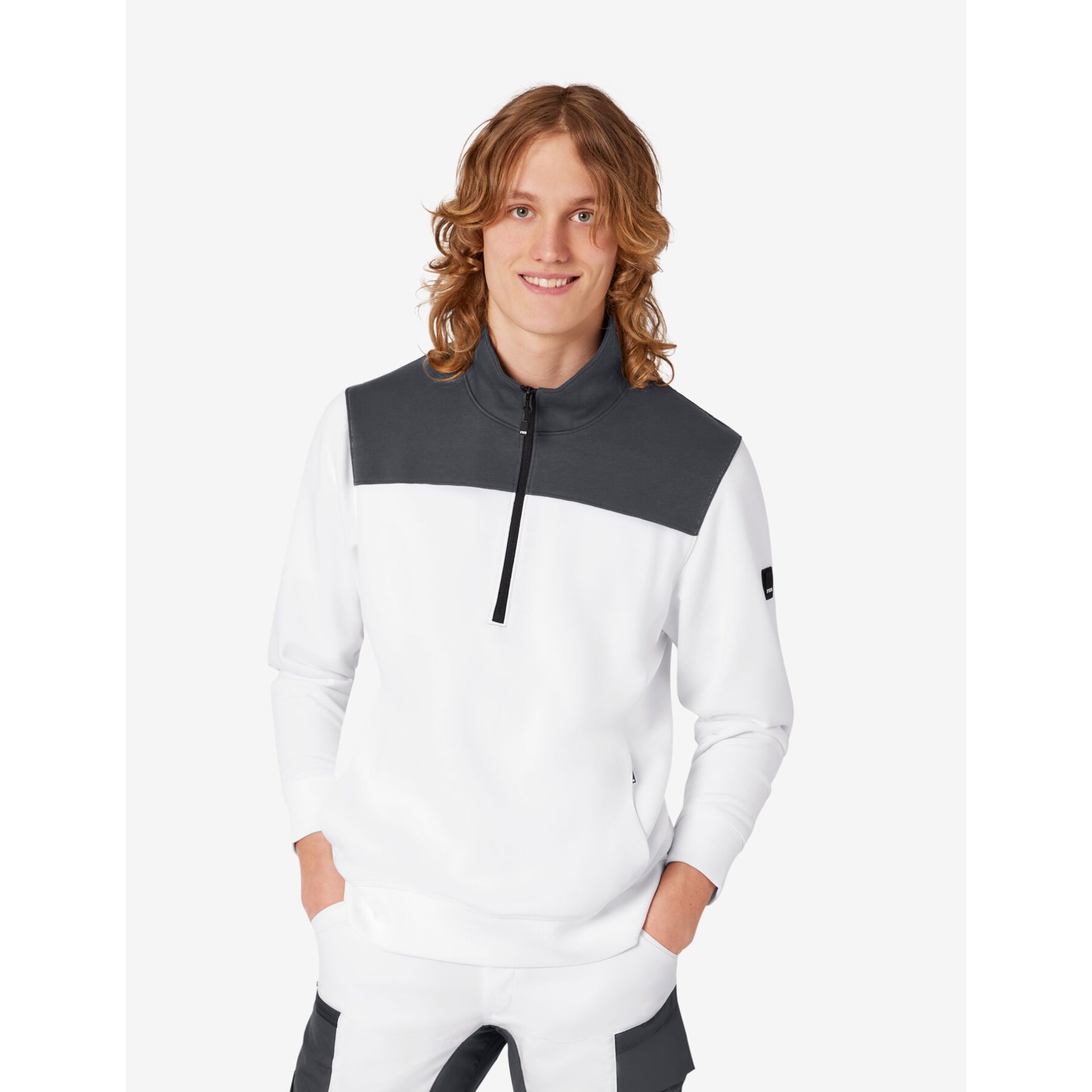 ROB Zip-Sweatshirt unisex weiß-anthrazit S