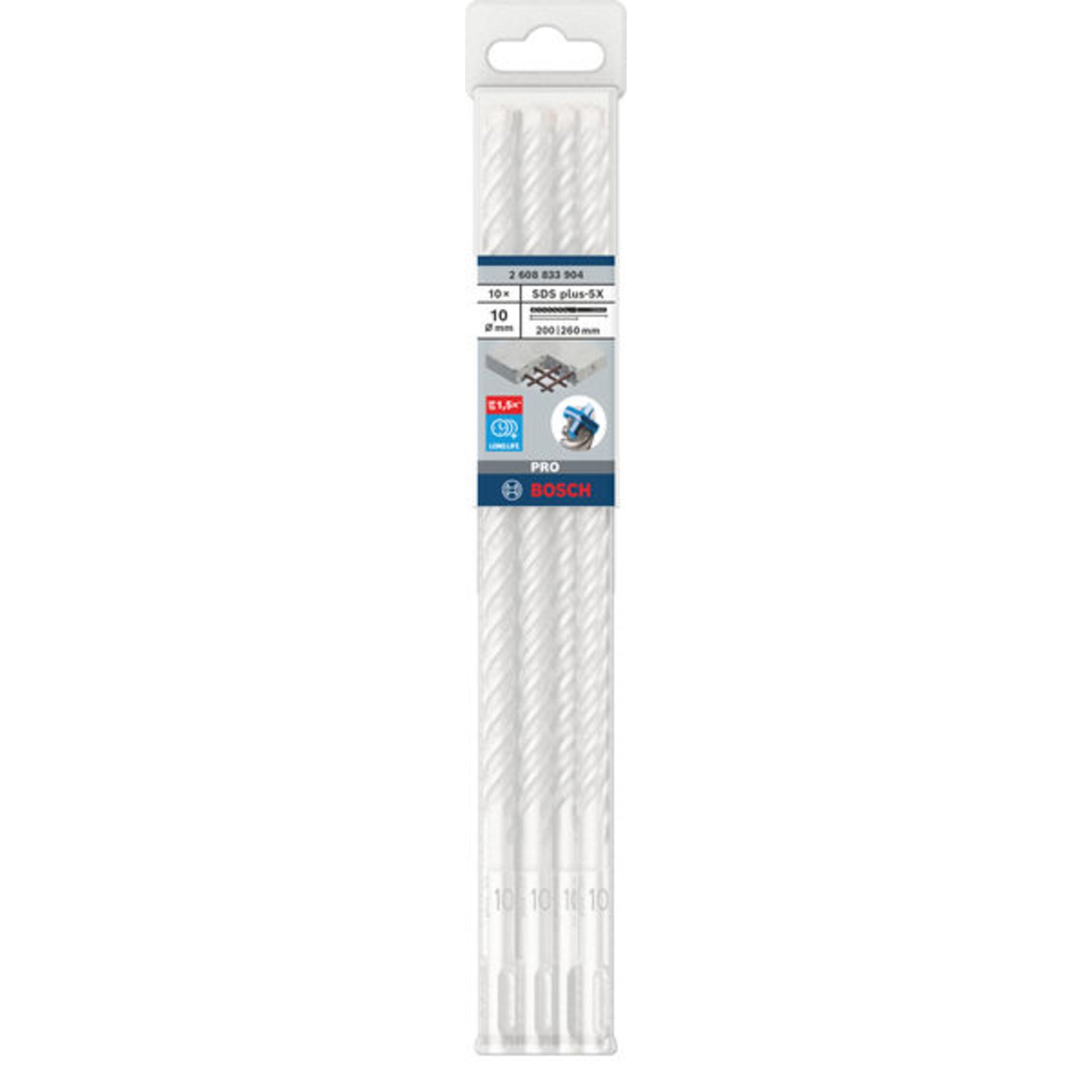 PRO SDS plus-5X Hammerbohrer, 10 x 200 x 260 mm, 10-tlg.