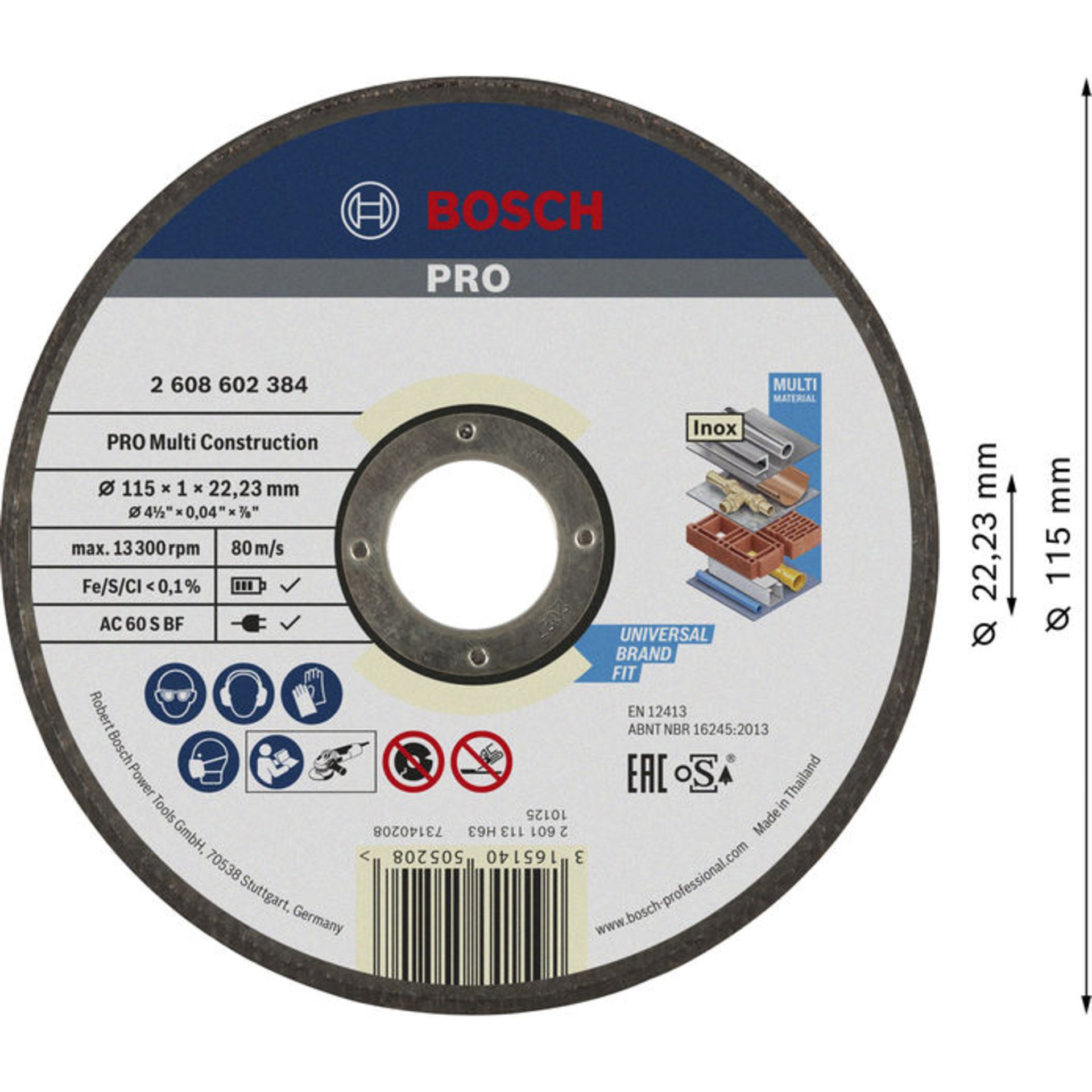 PRO Multi Material Trennscheibe, 115 x 1 x 22,23 mm