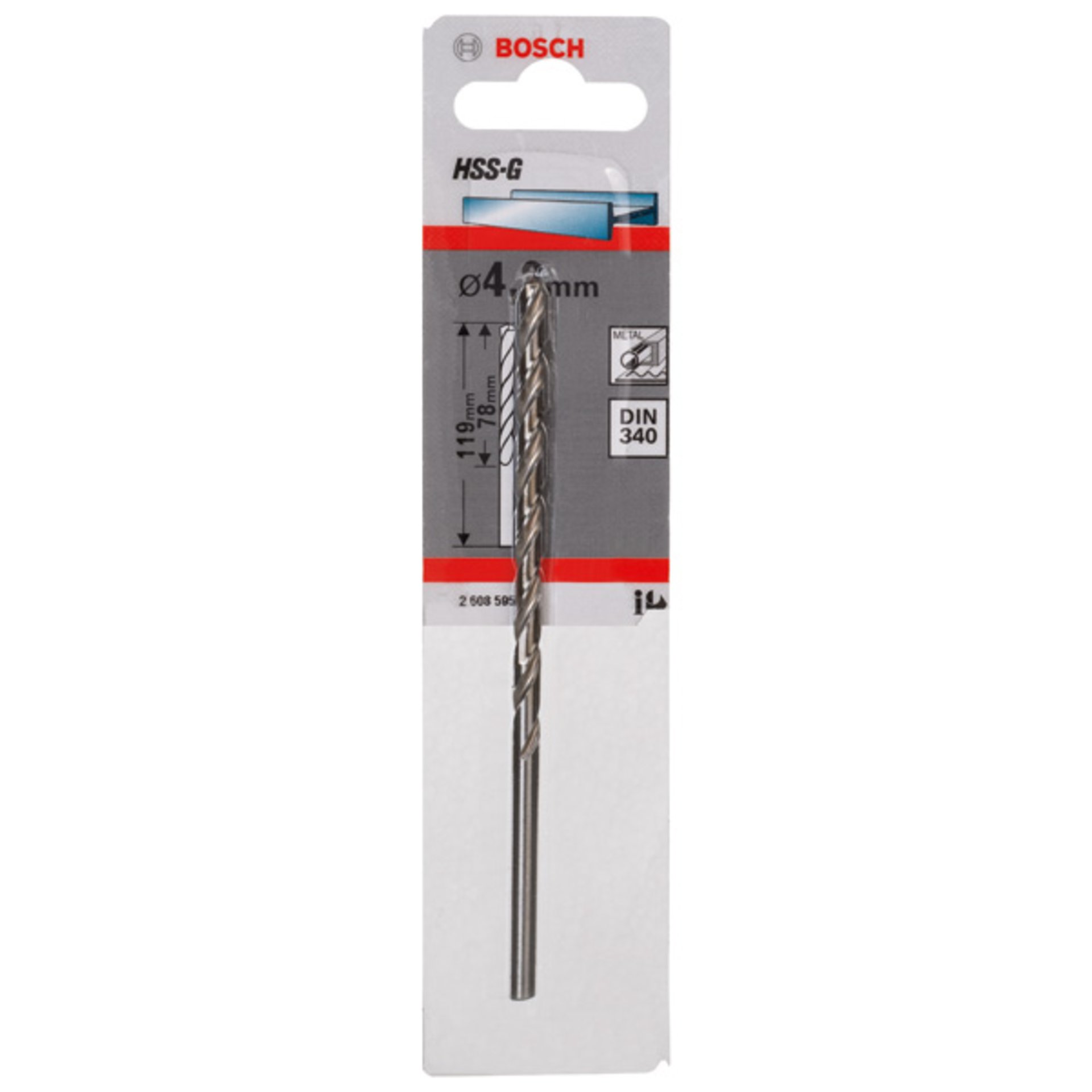 Metallbohrer HSS-G, DIN 340, 4,2 x 78 x 119 mm, 1er-Pack