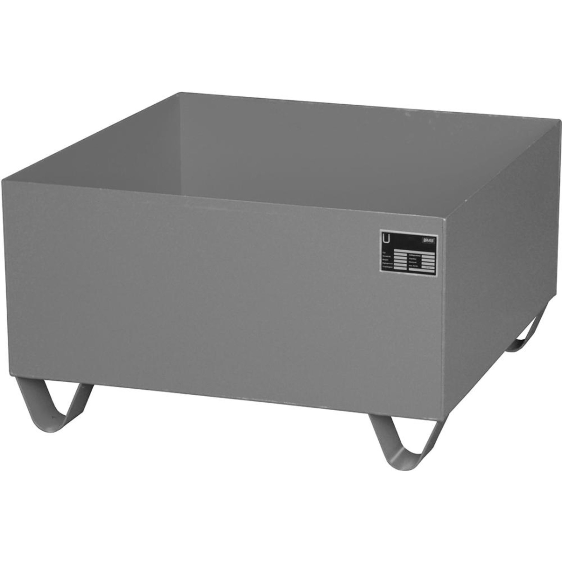 Auffangwanne mit geraden Wänden ohne Gitterrost, 210 ltr.800x800x460mm, RAL7005