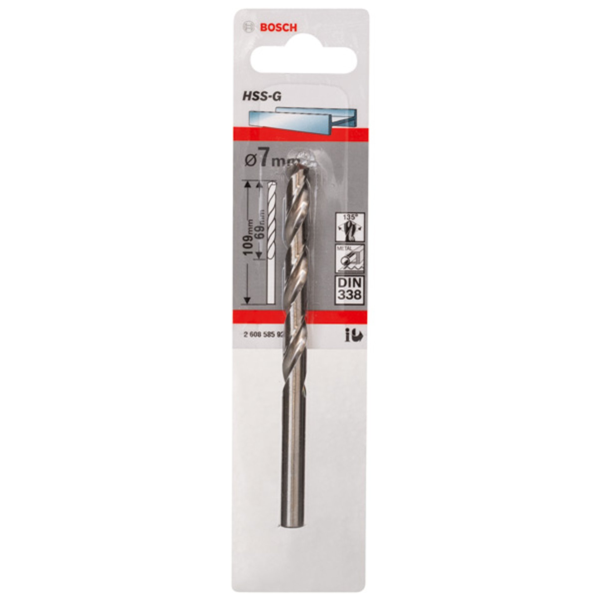 Metallbohrer HSS-G, DIN 338, 7 x 69 x 109 mm, 1er-Pack