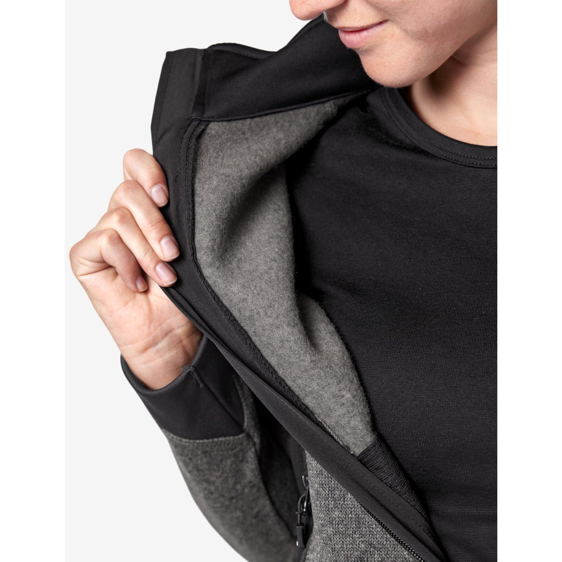 MARIEKE Strick-Fleece-Jacke Damen anthrazit-schwarz 2XL
