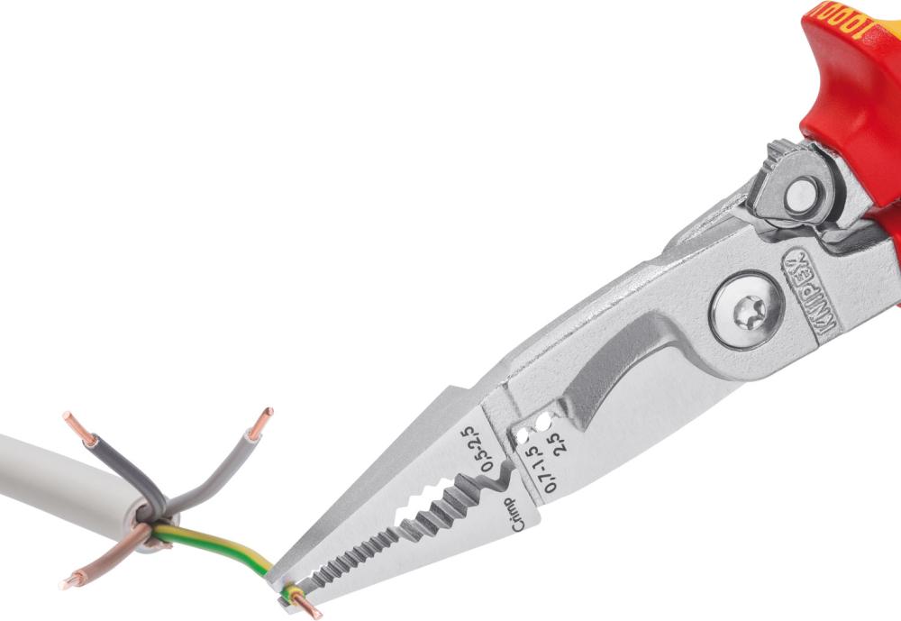 Knipex Elektroinstallationszangeverchromt VDE mit 2-Komponenten-Griffen 200mm