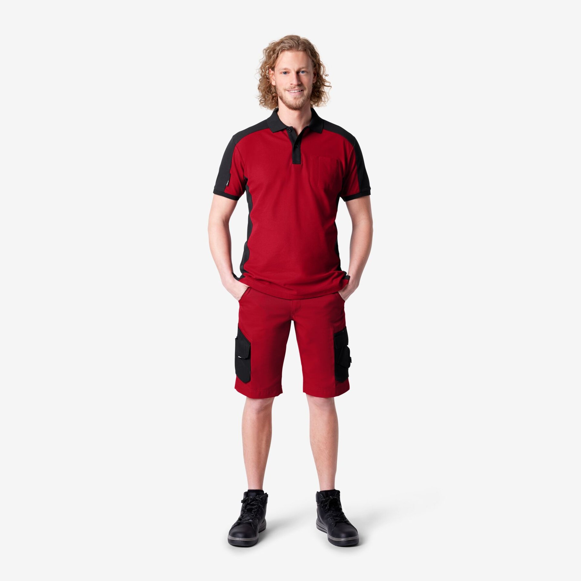 THEO Bermuda kurze Arbeitshose rot-schwarz Gr. 58
