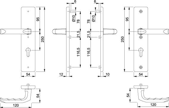 Hoppe WET-SI-DRG,Langschild,London 113/2221A/2440,Profilzylinder gelocht,E72,Aluminium