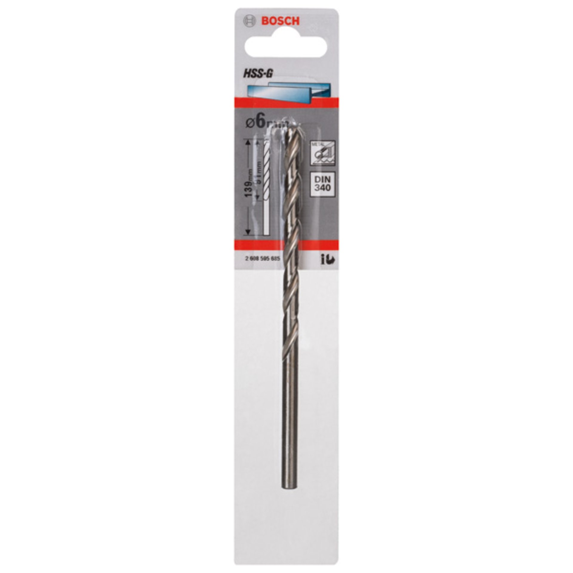 Metallbohrer HSS-G, DIN 340, 6 x 91 x 139 mm, 1er-Pack