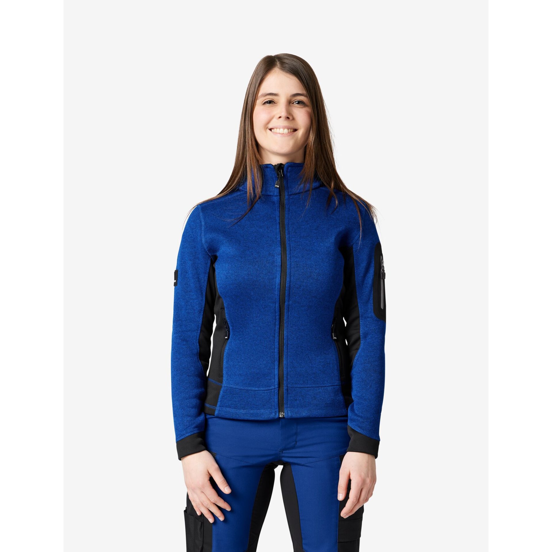 MARIEKE Strick-Fleece-Jacke Damen royalblau-schwarz S