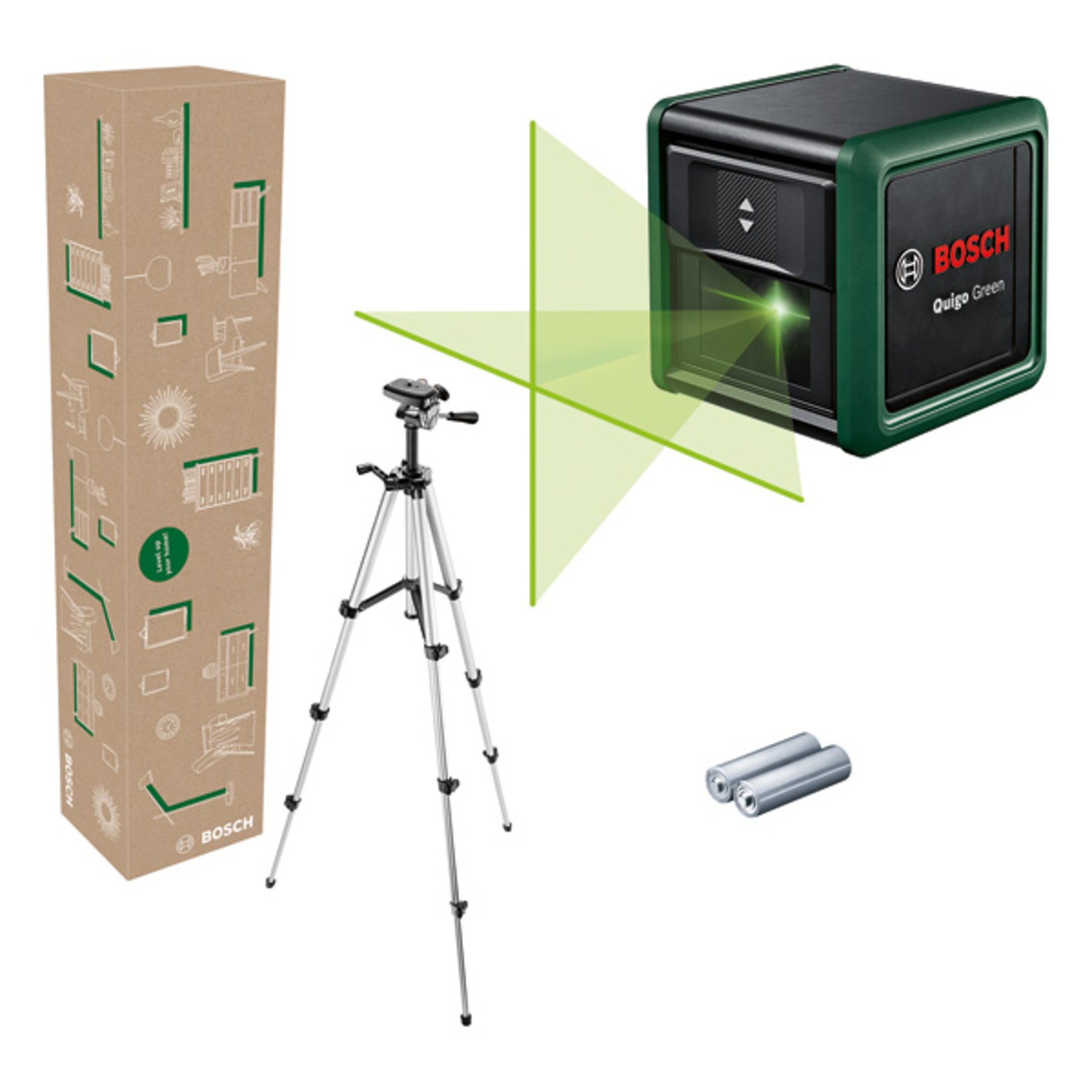 Kreuzlinien-Laser Quigo Green Set, eCommerce-Karton