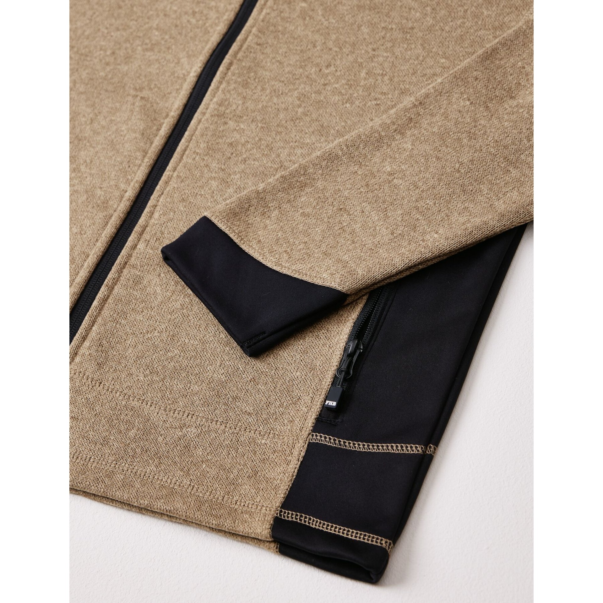 CHRISTOPH Strick-Fleece-Jacke Herren beige-schwarz 3XL