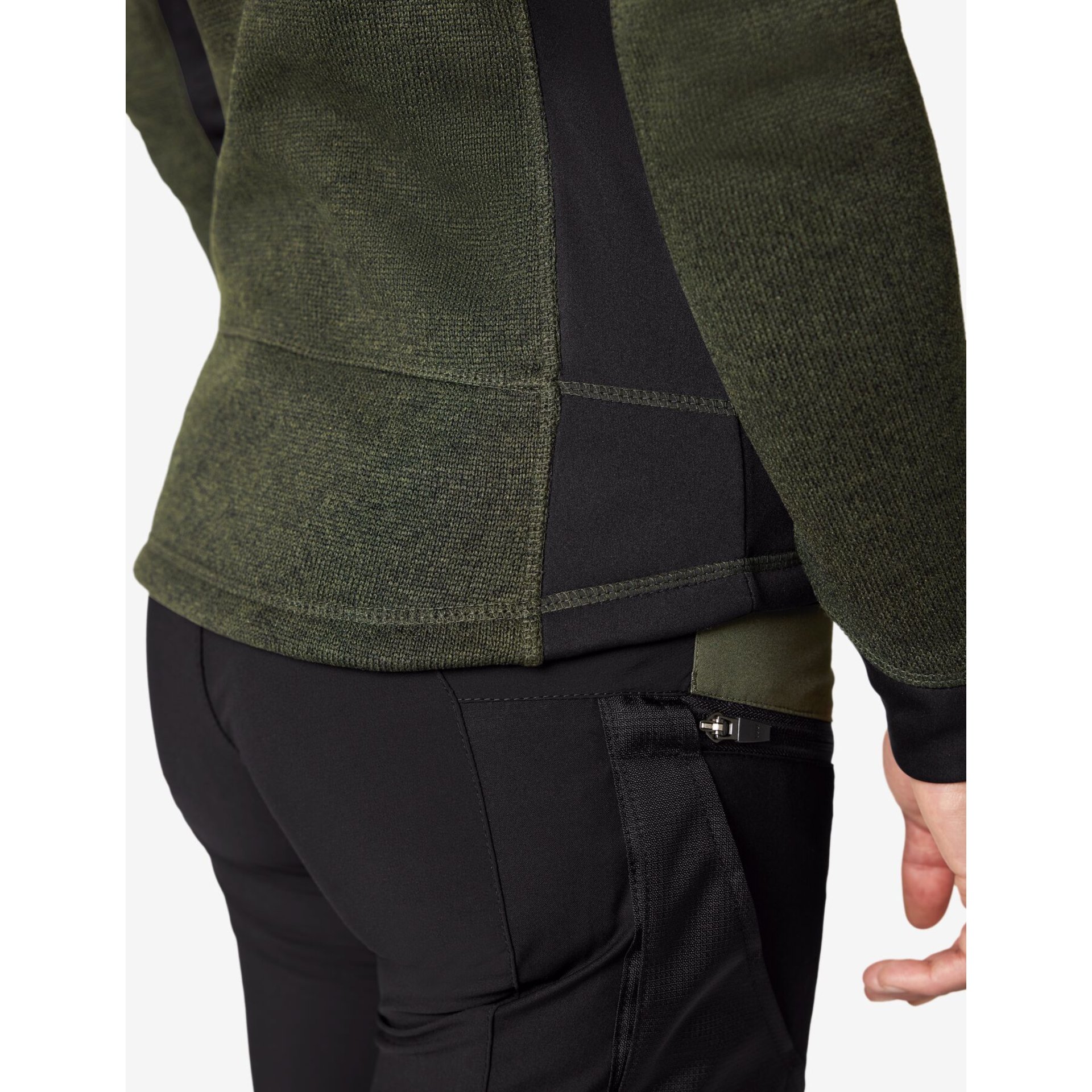 MARIEKE Strick-Fleece-Jacke Damen oliv-schwarz 3XL