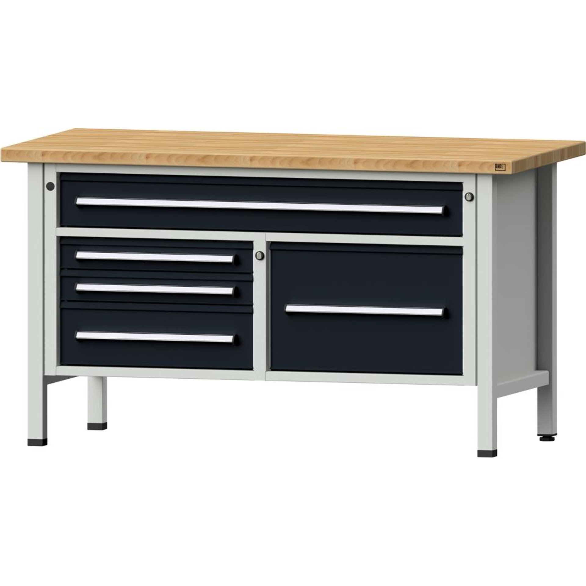 Anke Kastenwerkbank B1500xT700xH840mm RAL7035/7016 BMP: 40 mm 5 Schubladen
