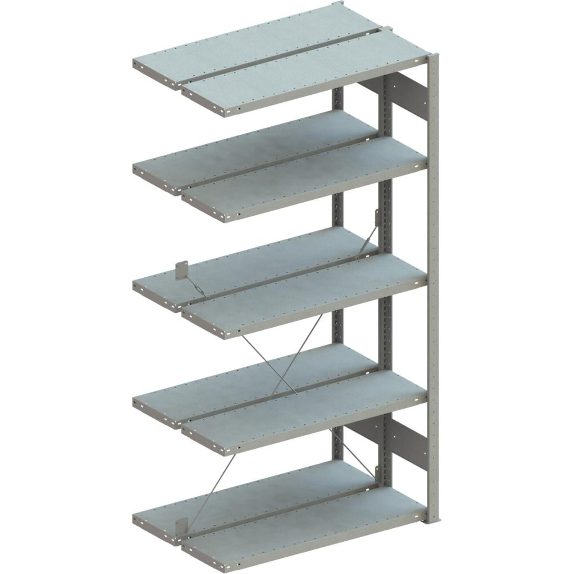 Doppel-Steckregal CLIP B1000xT2x300xH2000 mm Anbaufeld 2x5 Böden RAL7035 Fachlast 100kg