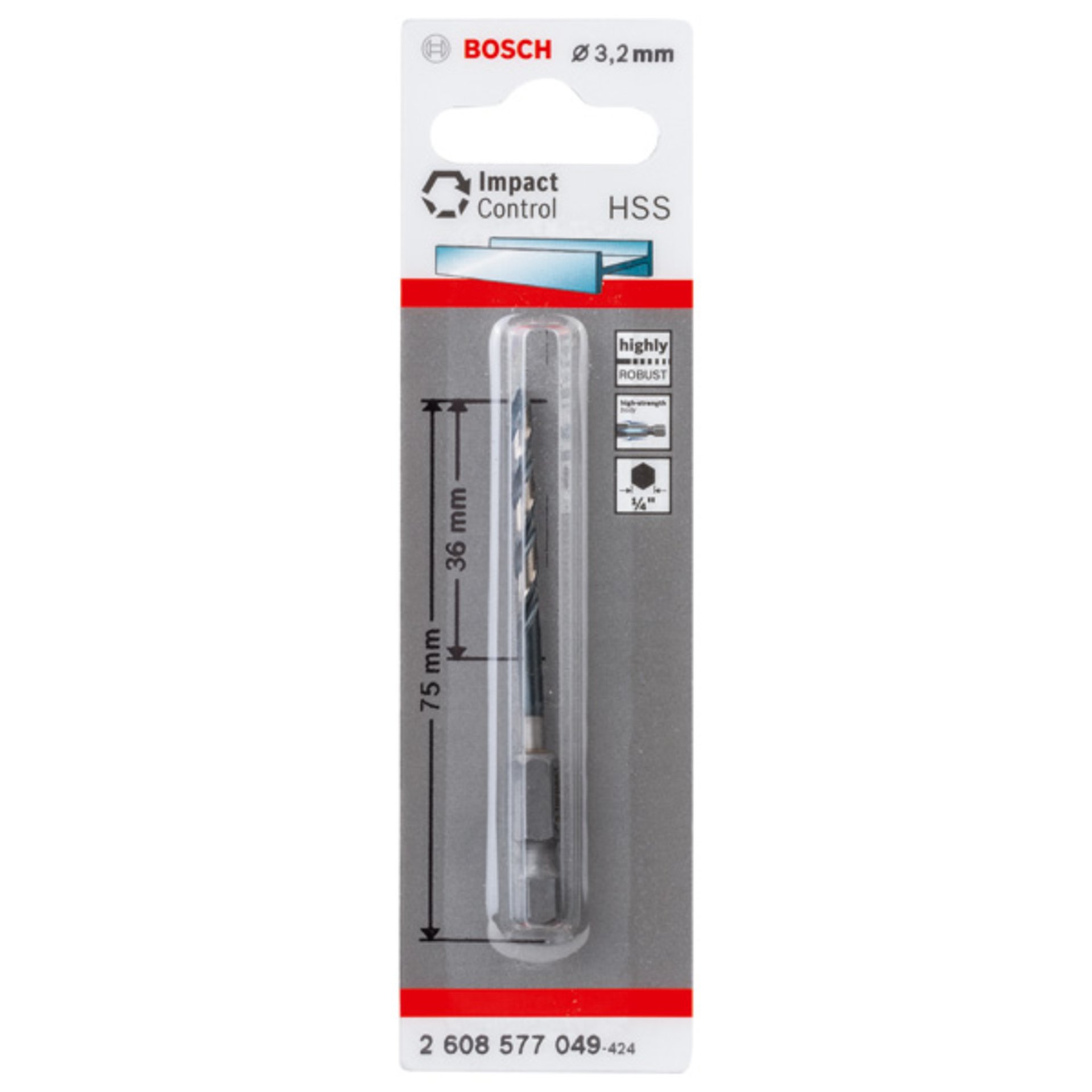 HSS Spiralbohrer mit Sechskantschaft 3,2 mm