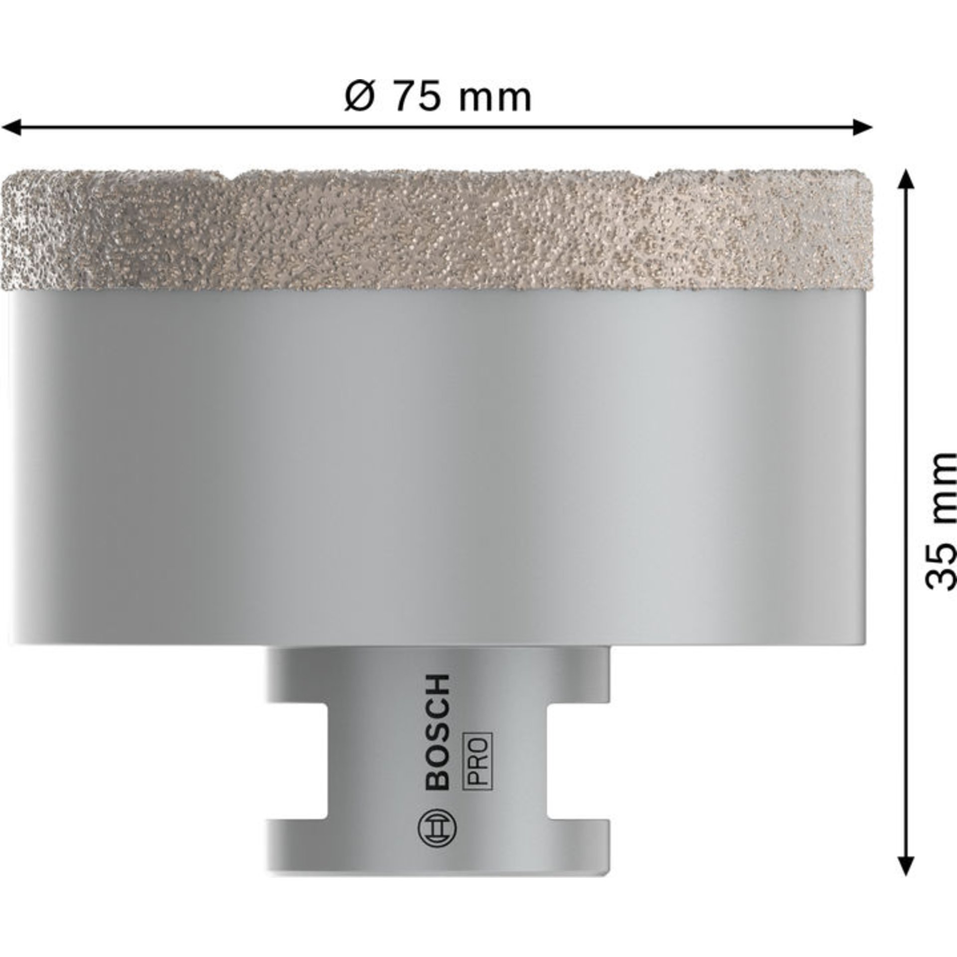 PRO Ceramic dry Trockenbohrkrone, 75 x 35 x 22.23 mm