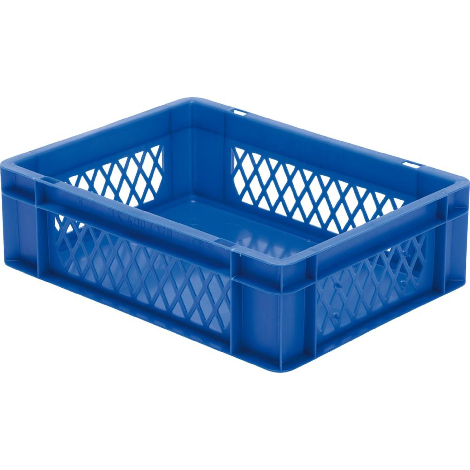 Transport-Stapelkasten B400xT300xH120 mm blau, Wände durchbrochen ohne Griffloch LA-KA-PE