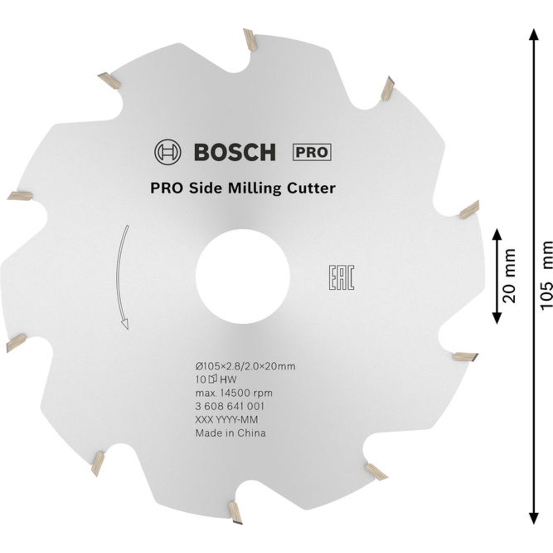 PRO Scheibenfräser, 105 x 20 x 2,8 mm, 10 Zähne
