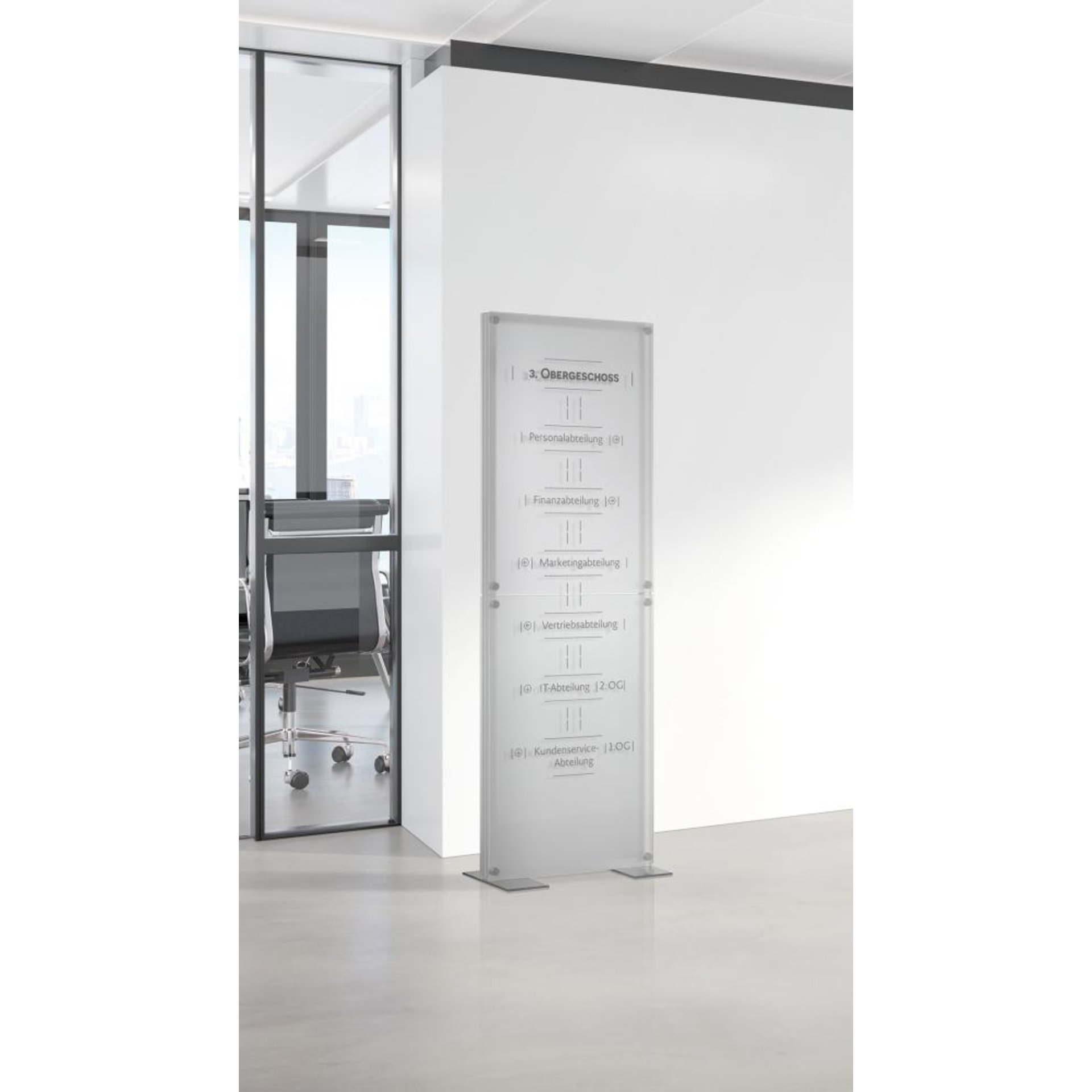 Innenaufsteller Galerie mit umlaufenden Rahmen B500xT45X1510mm aluminium silber eloxiert
