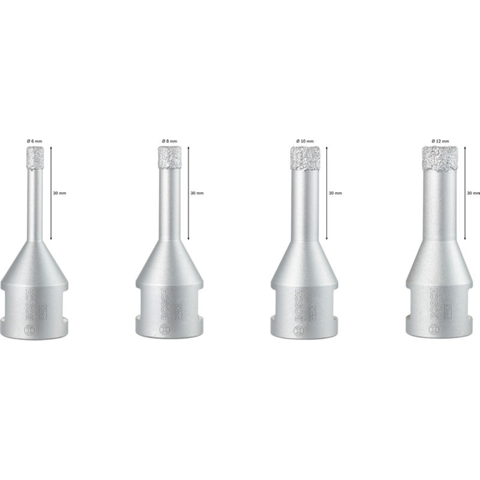 PRO Ceramic dry M14 Trockenbohrkronen-Set, 6/8/10/12,0 x 30 mm, 4-tlg.