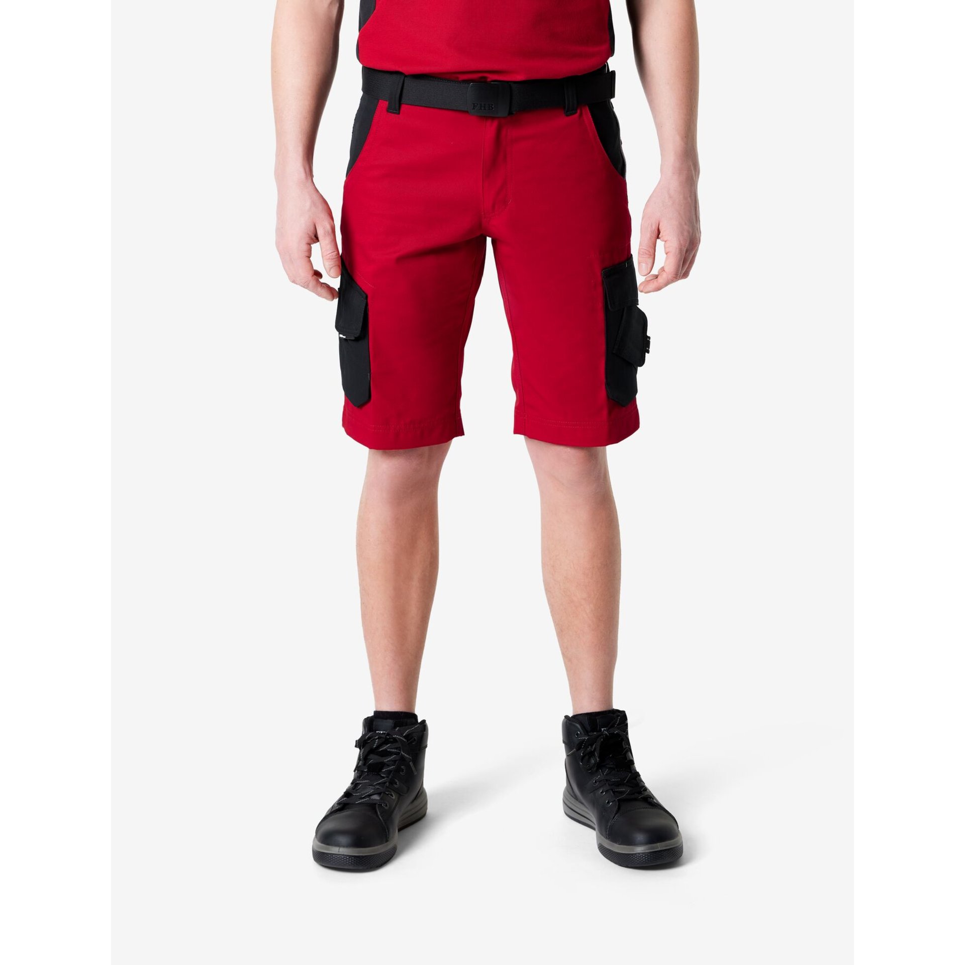 THEO Bermuda kurze Arbeitshose rot-schwarz Gr. 58
