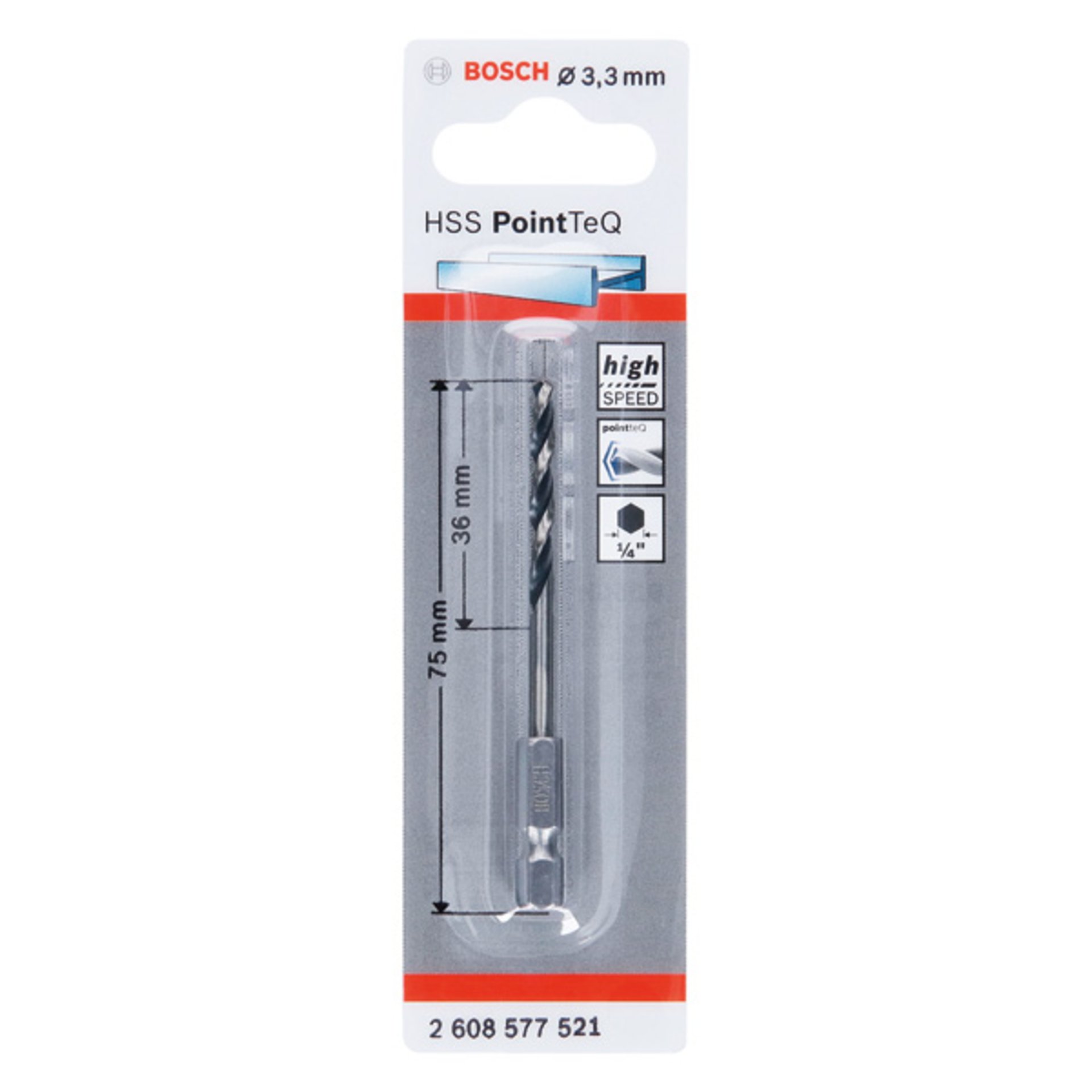HSS PointTeQ Sechskantbohrer 3,3 mm
