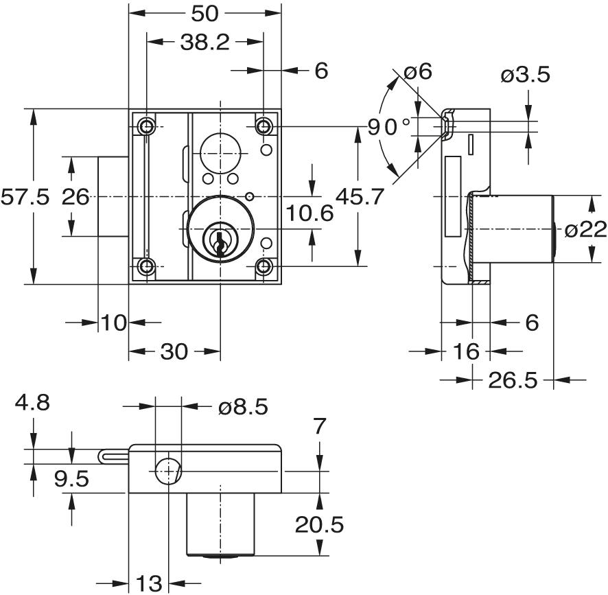 Drehstangenschl o. Stange7020 Zylinder MS-p gl.