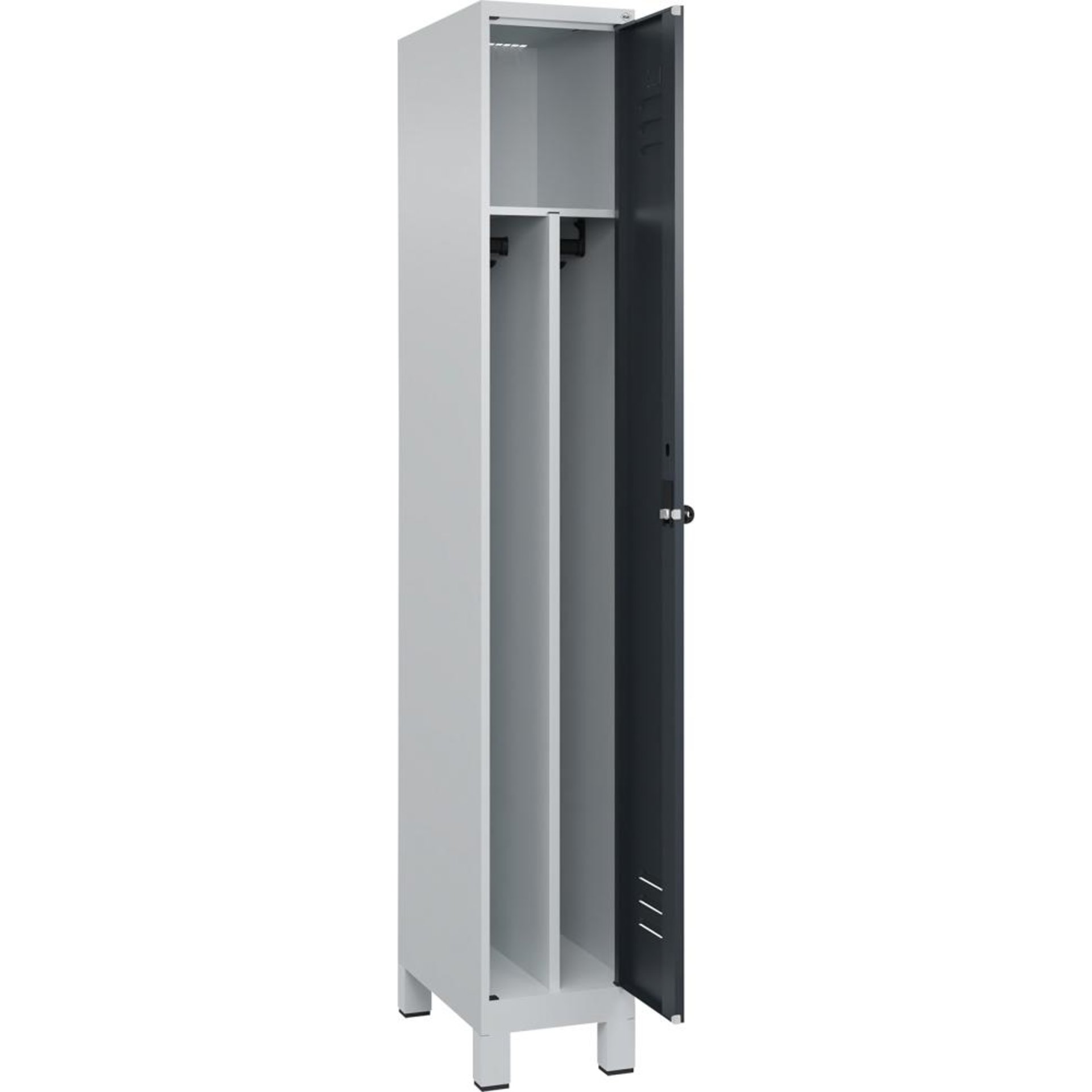 Gard.-Schrank TW CLASSIC B300xT500xH1950 mm RAL 7035/7016, 1 Abteil mit 100 mm hohen Füßen
