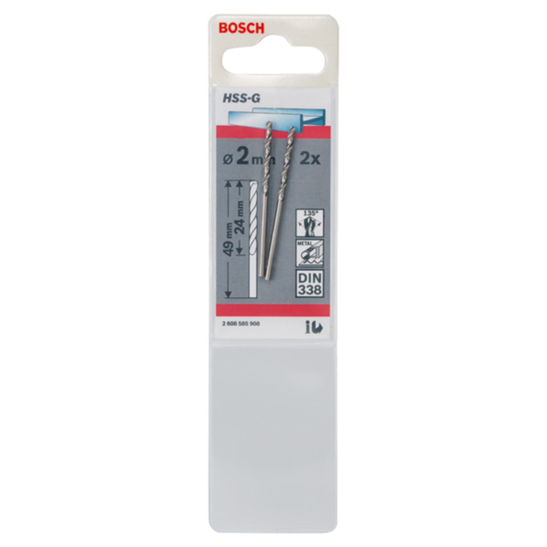 Metallbohrer HSS-G, DIN 338, 2 x 24 x 49 mm, 2er-Pack