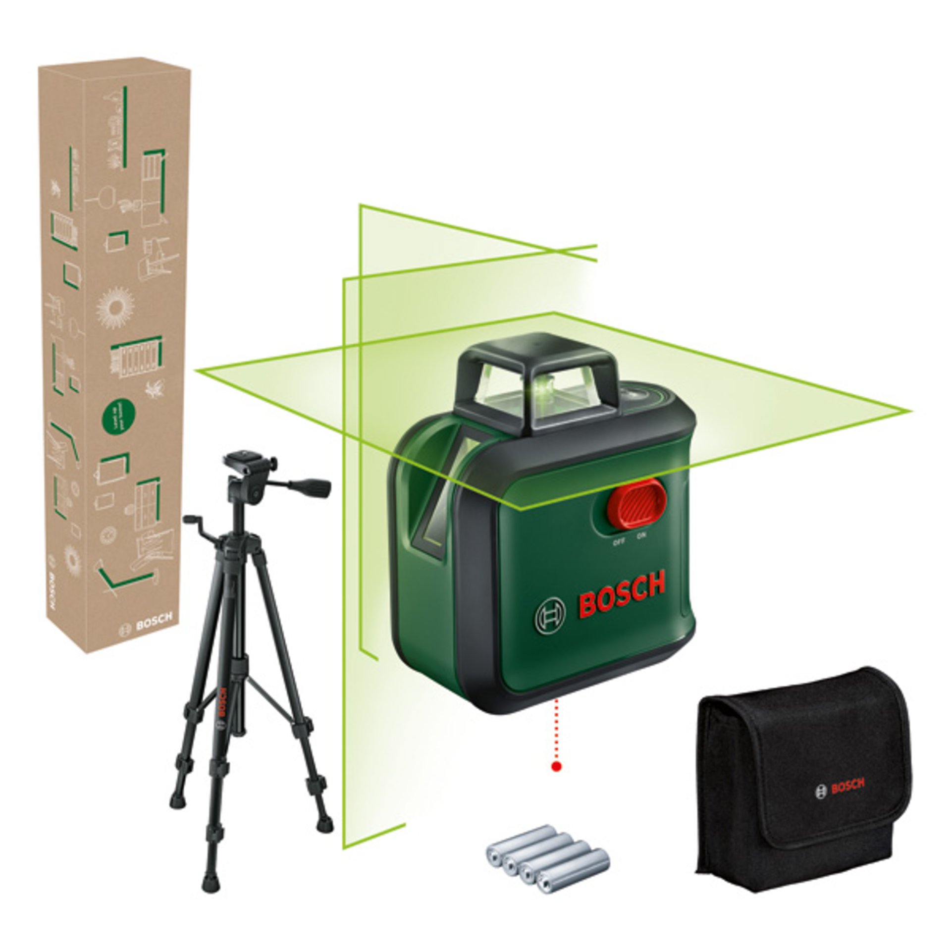 Kreuzlinien-Laser AdvancedLevel 360 Set, Stativ TT 150, eCommerce-Karton
