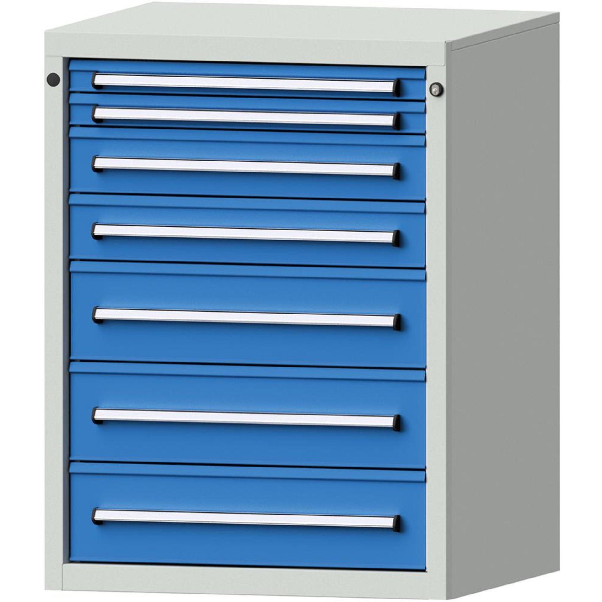 Format Schubladenschrank B760xT700xH1000mm RAL7035/5012 7 Schubladen 75kg