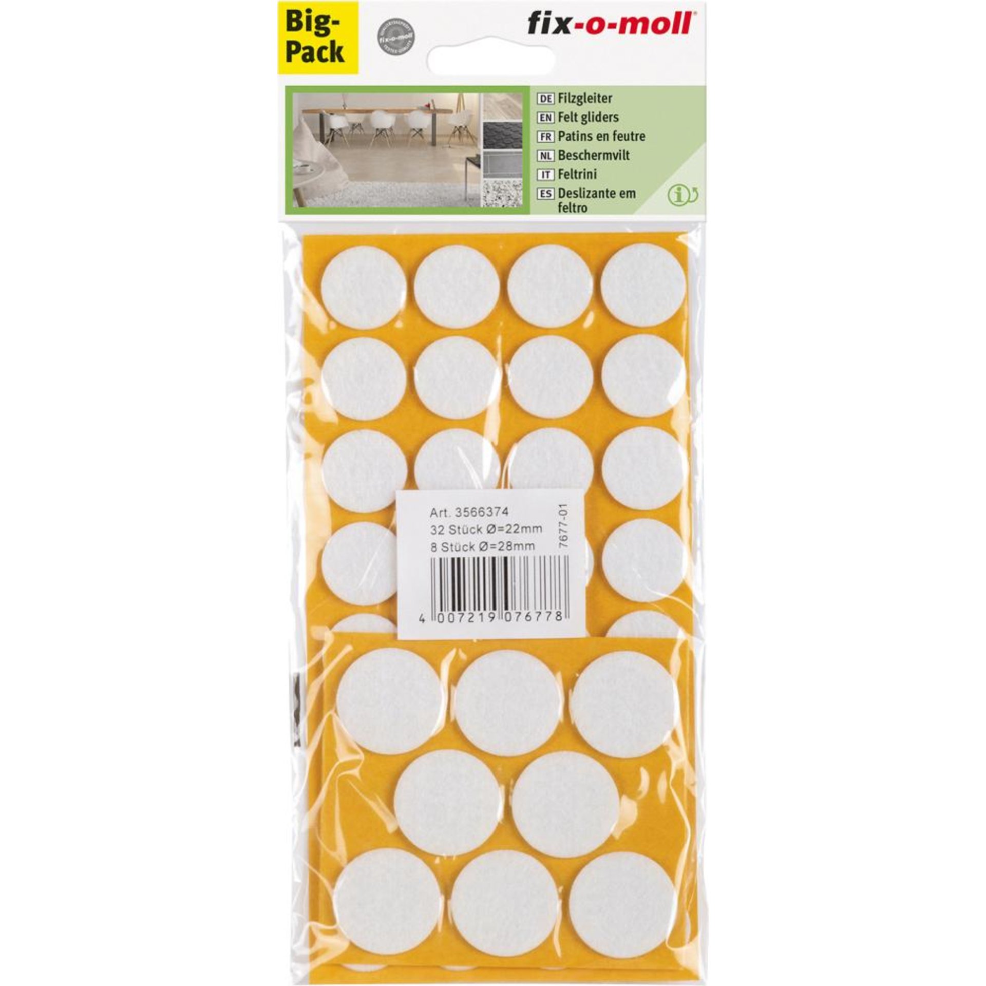 Filzgleiter Set 40-teilig, selbstkl,weiß Inhalt: 40