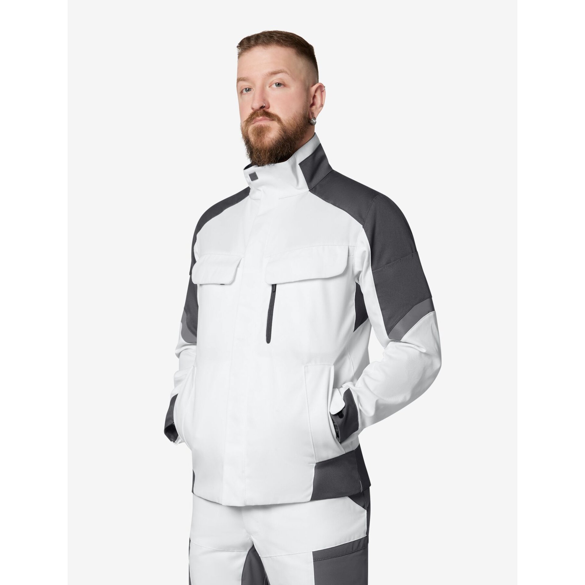 FRANK Arbeitsjacke Herren weiß-anthrazit M