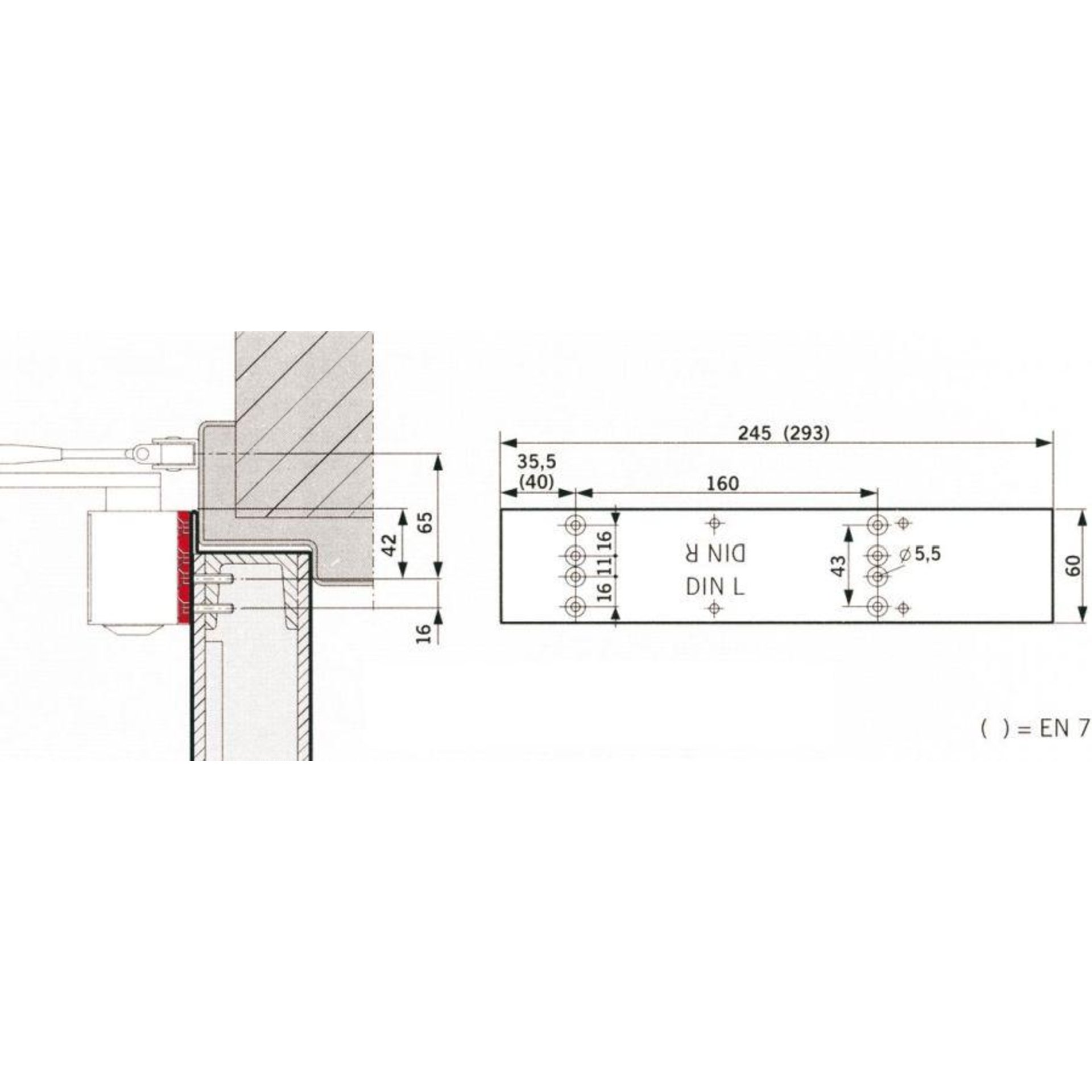 Montageplatte für TS 83 weiß Lochgruppe universal