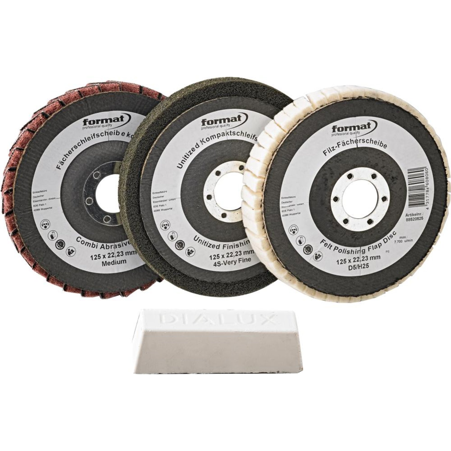 3-Stufen-Polierset mit Paste 4-teilig FORMAT