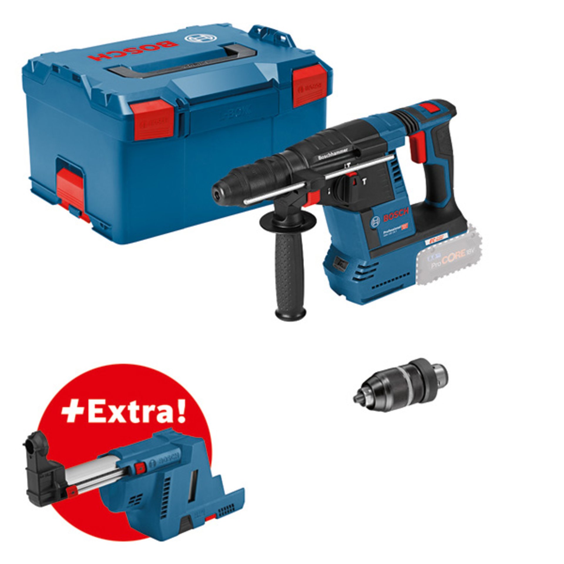 Akku-Bohrhammer mit SDS plus GBH 18V-26F + GDE, L-BOXX