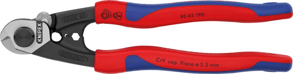 Knipex Drahtseilschere poliert mit 2-Komponenten-Griffen190mm