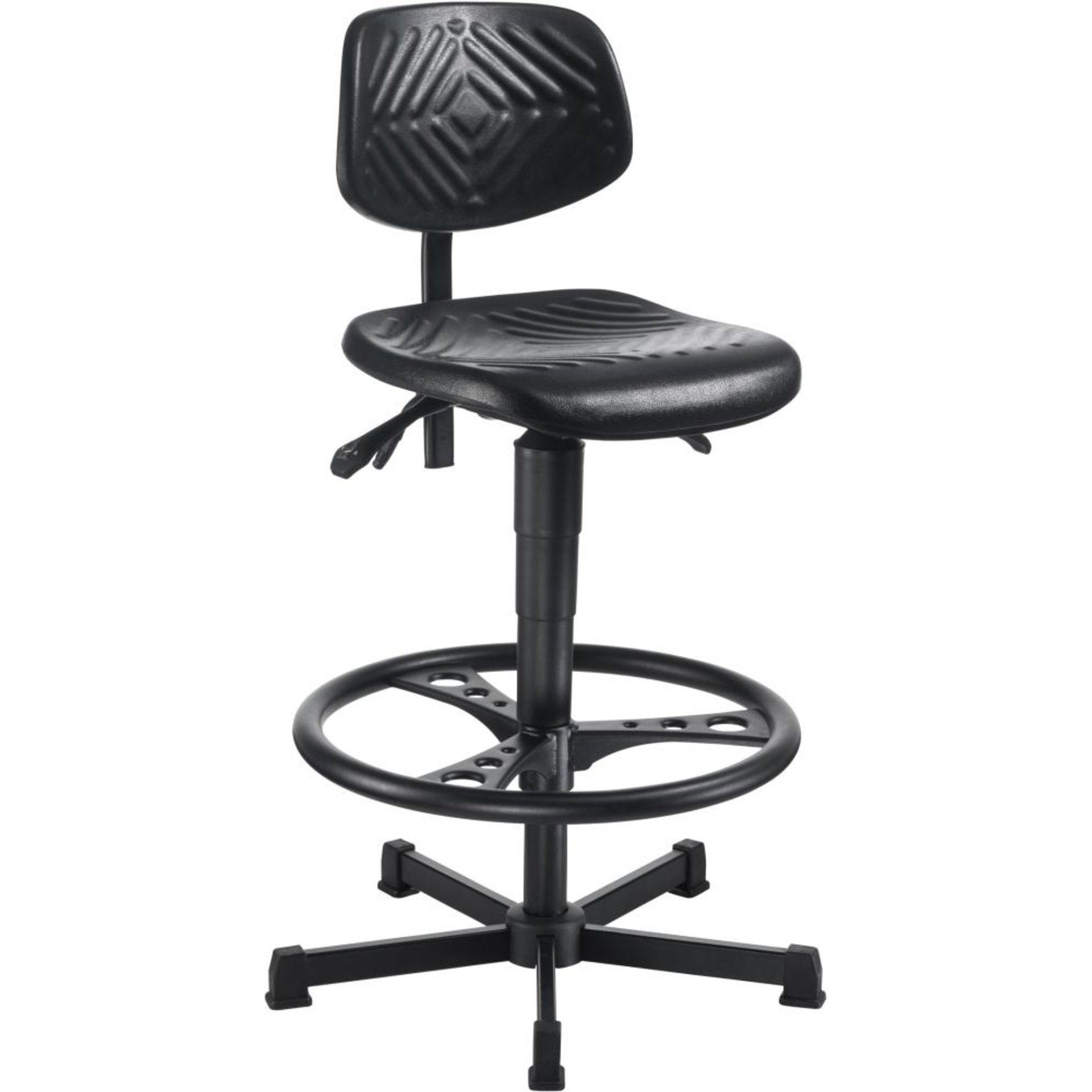 Arbeitsstuhl Pu-Schaum schwarz Sitzhöhe 570-820 mm mit Fußring