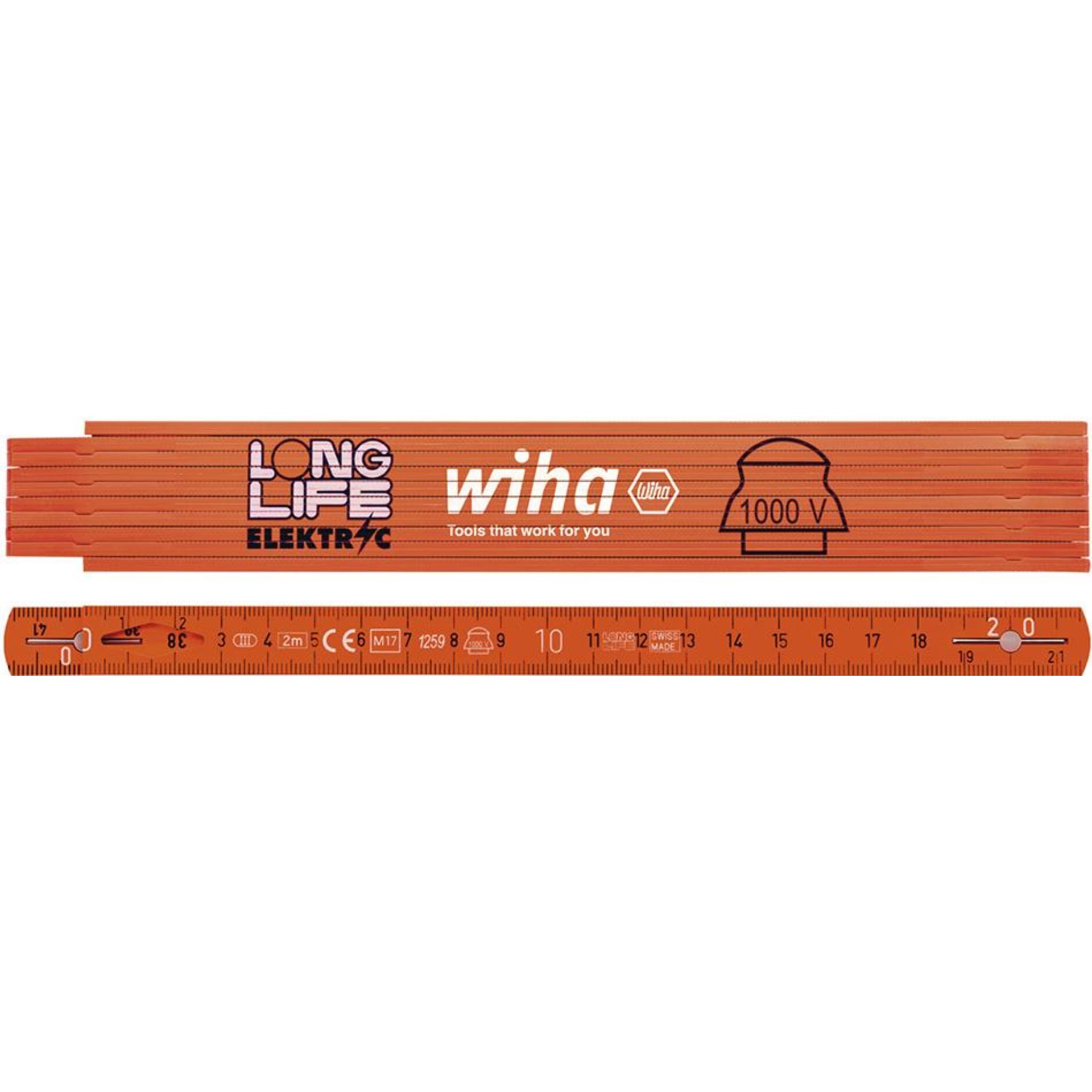 Gliedermaßstab Kunststoff2mx15mm orange Longlife electric Wiha