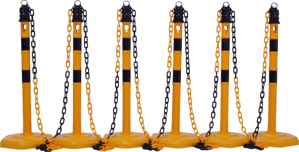 Kettenpfosten - Set, g/s 6 Pfosten + 5x3m Kette