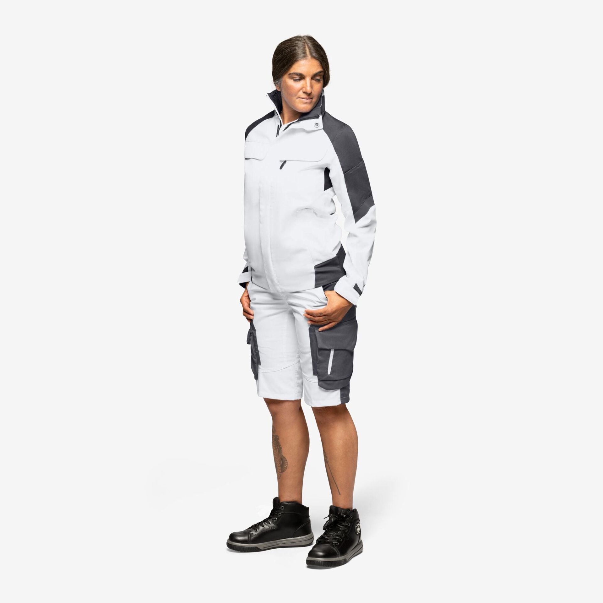 ANDREA Arbeitsjacke Damen weiß-anthrazit 2XL