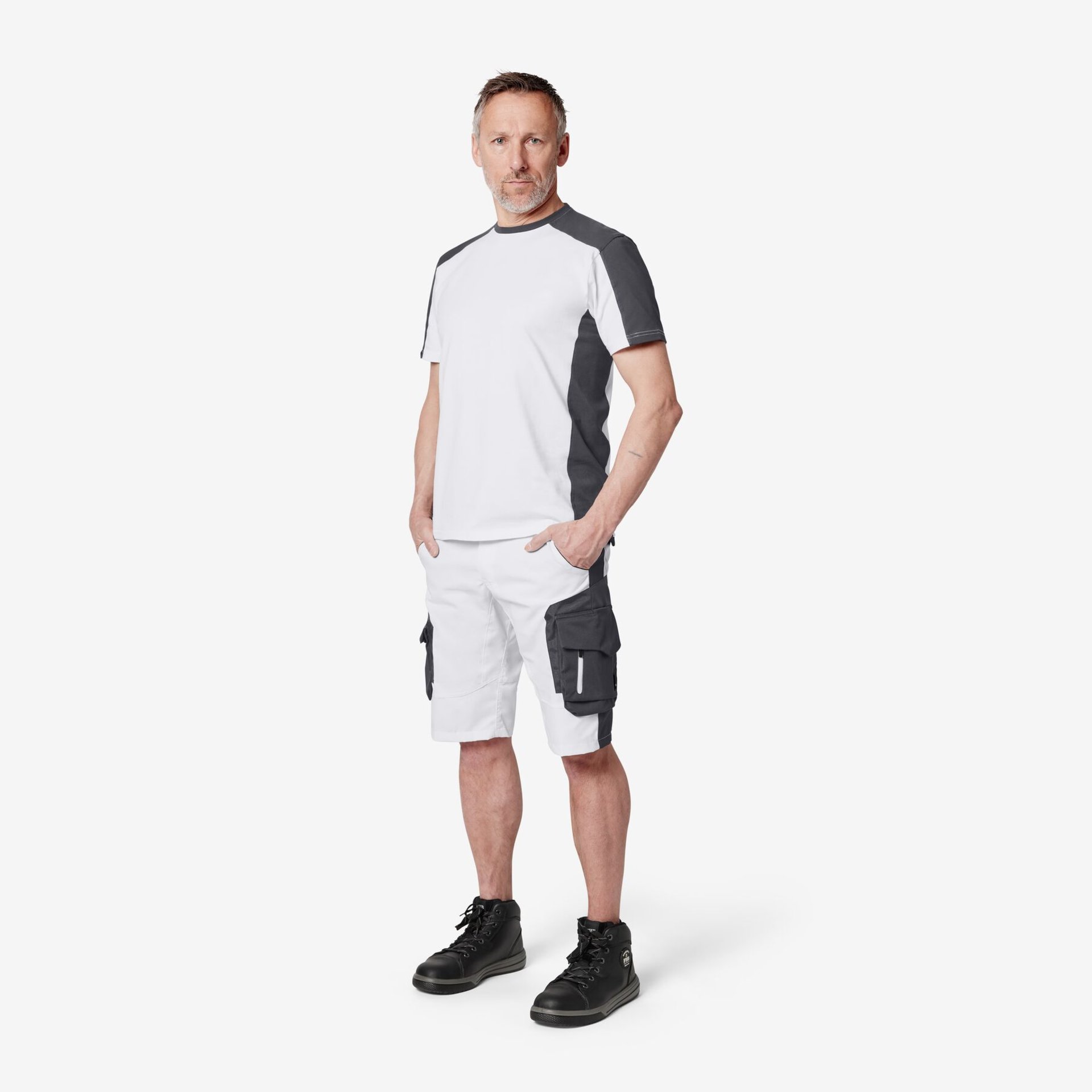 MARC T-Shirt zweifarbig weiß-anthrazit Gr. 2XL