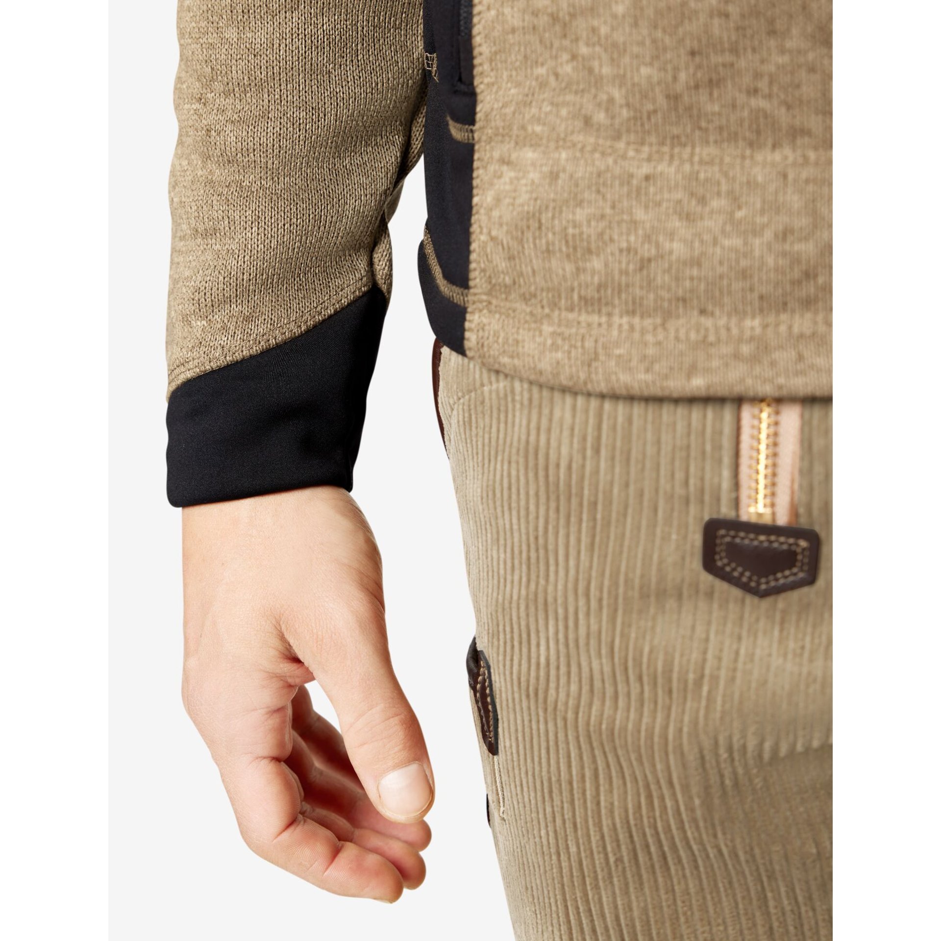 CHRISTOPH Strick-Fleece-Jacke Herren beige-schwarz 3XL